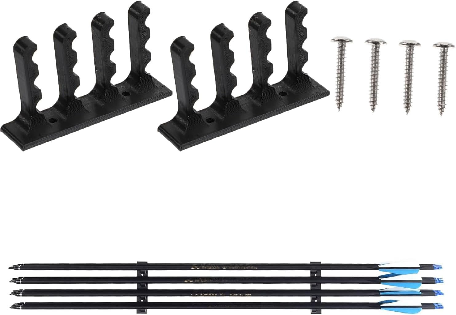 2Pcs Arrow Wall Hanging Bracket Wall Mounted Arrow Rack Arrow Support Collection Display Rack Bow Arrow Hanger Can Store 12 Arrows with Built in Adhesive Arrow Support Storage Rack image number 5