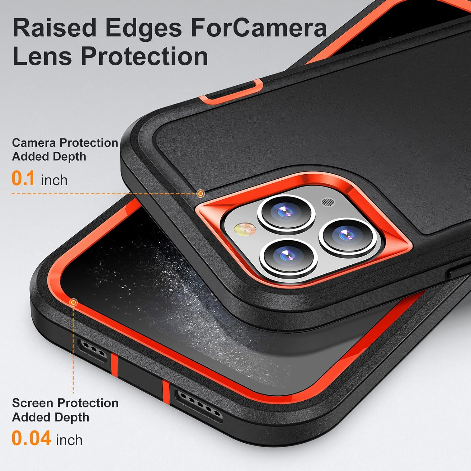 Shockproof Case for Iphone 11 Case with Kickstand,Military Grade Drop Protective,Heavy Duty Hard Back 3-Layer Protective Phone Cover for Iphone 11 (Black+Orange) image number 6