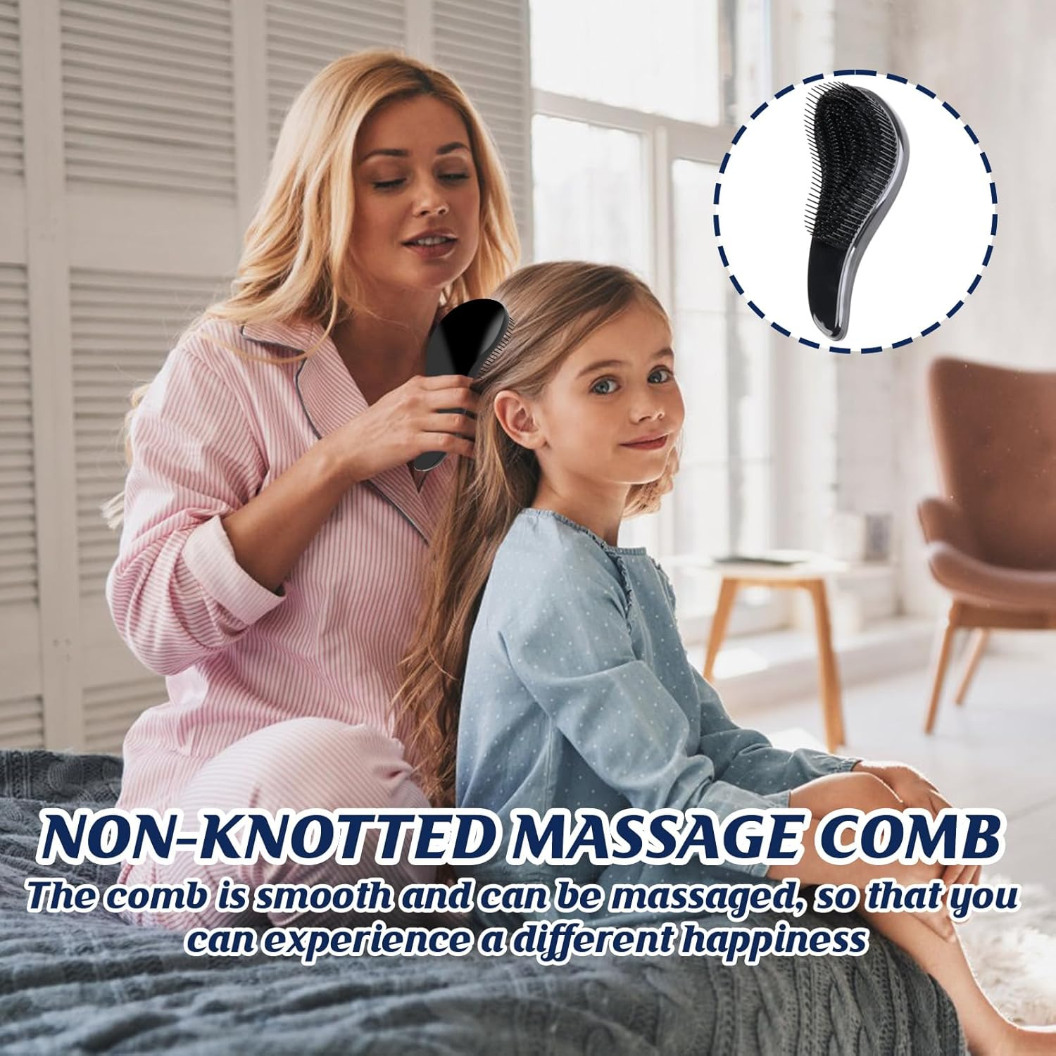 Detangler Brush, Professional Detangler Brush for Hair Detangling - Less Hair Loss, Painless Care for Healthy and Shiny Hair - Suitable for All Hair Types (Black) image number 4