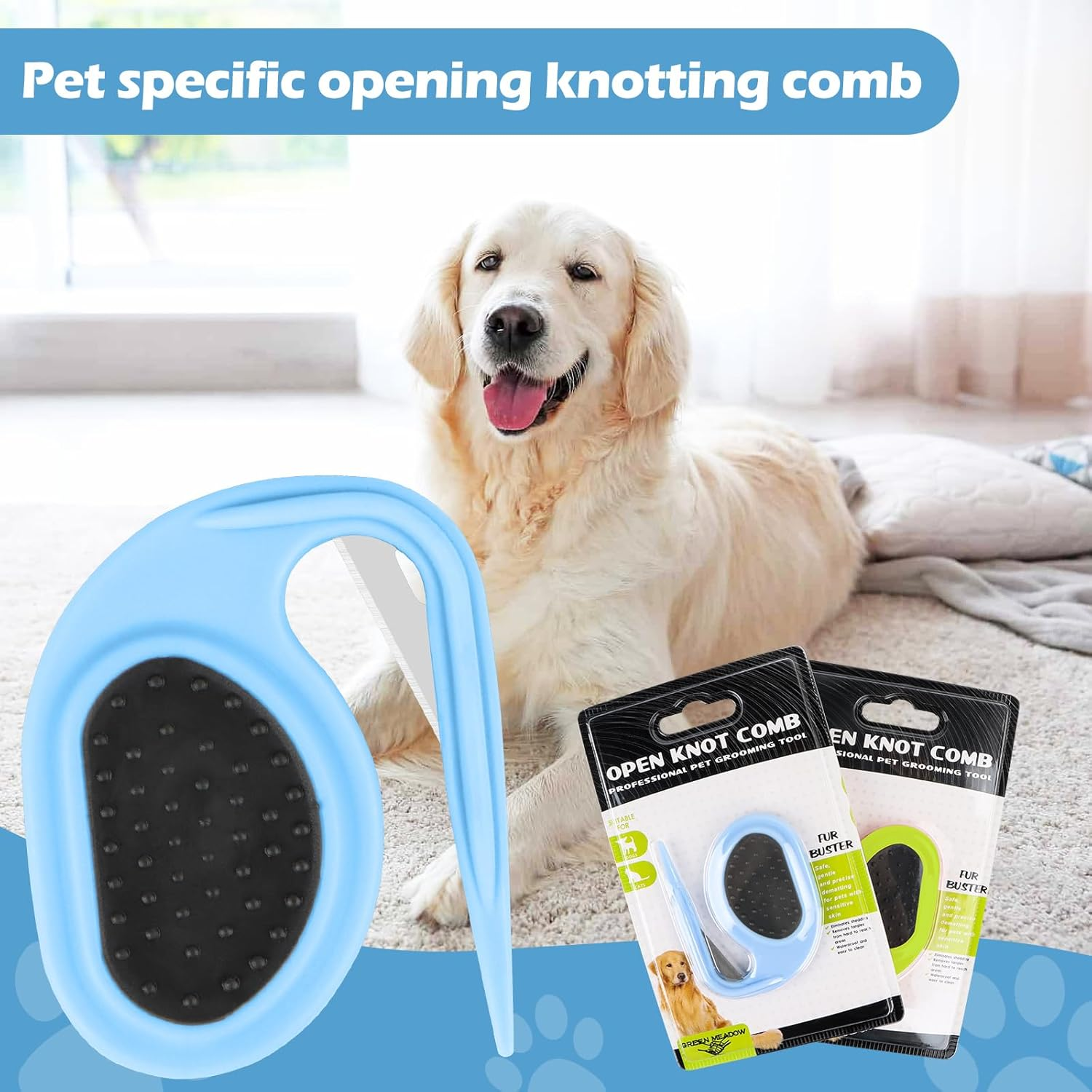 Pack of 2 Knot Comb Beauty Tools Pet, Detangling Knife Cat, Spill Hair Removal Comb for Dogs, Dog Groomer, Fur Comb for Pets, Undercoat Duster, Pet Knotting Comb image number 2