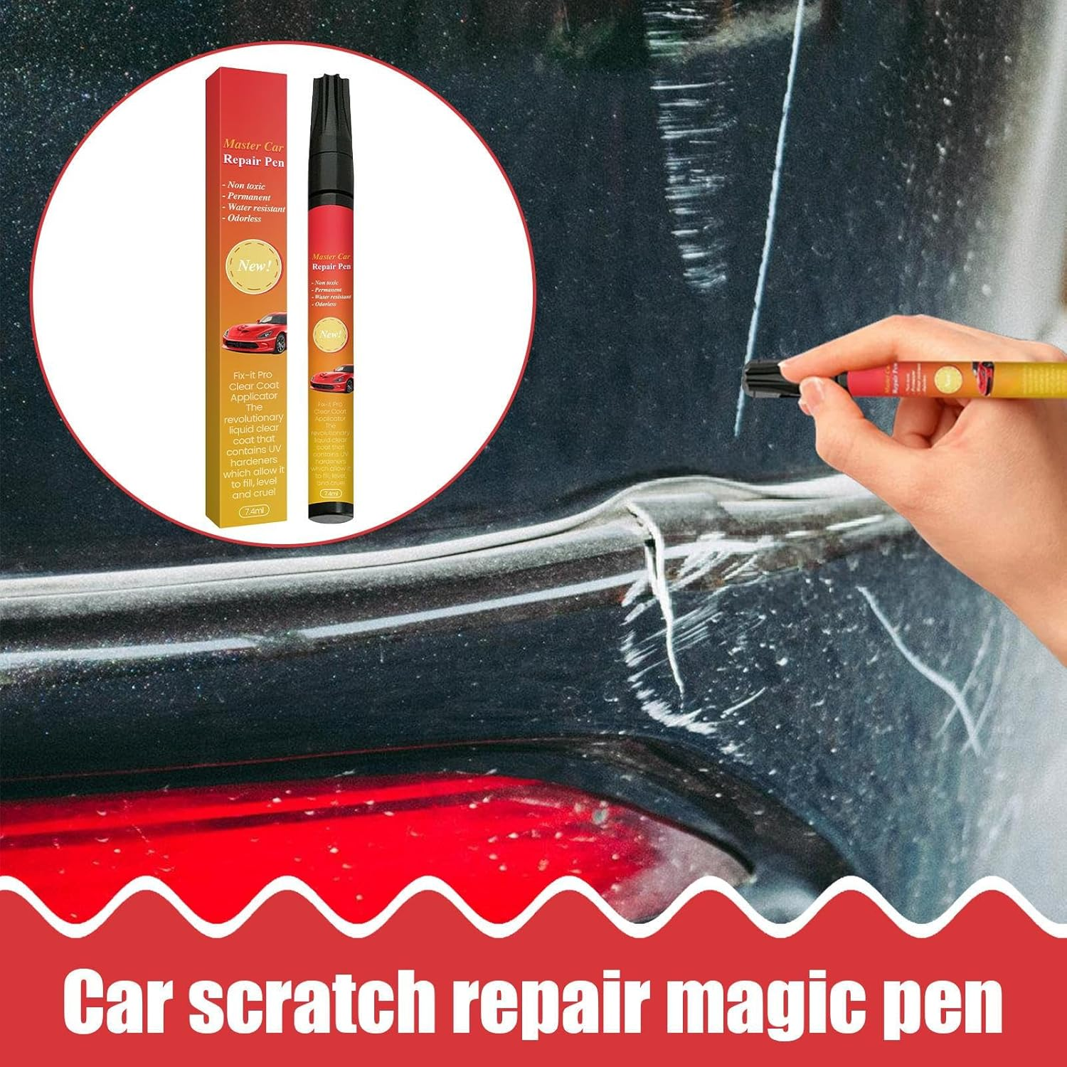 7.4 Ml*2 Car Scratch Removal Pen, Weatherproof Paint Pen, Car Paint Scratch Remover Pens, Quick and Easy Scratch Repair, All Auto Fix Pens for Auto,Trucks image number 4