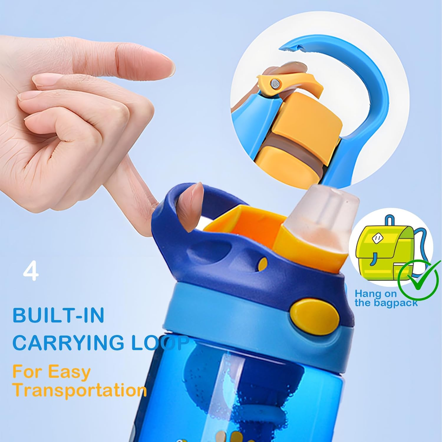 16Oz/480Ml Children Water Bottle with Tritan, Bpa-Free Cup, Leak-Proof &ndash; Straw Top with Lock - Suitable for Schools, Sports, Camps, Picnics&More, Drink Bottle for Children (Dinosaur) image number 5