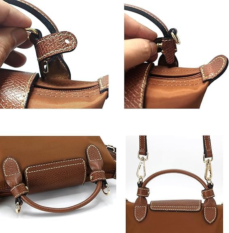 Strap for Mini Bag, Leather Crossbody Bag Strap Kit, Purse Straps Replacement Crossbody 1.2M Brown-Gold image number 2