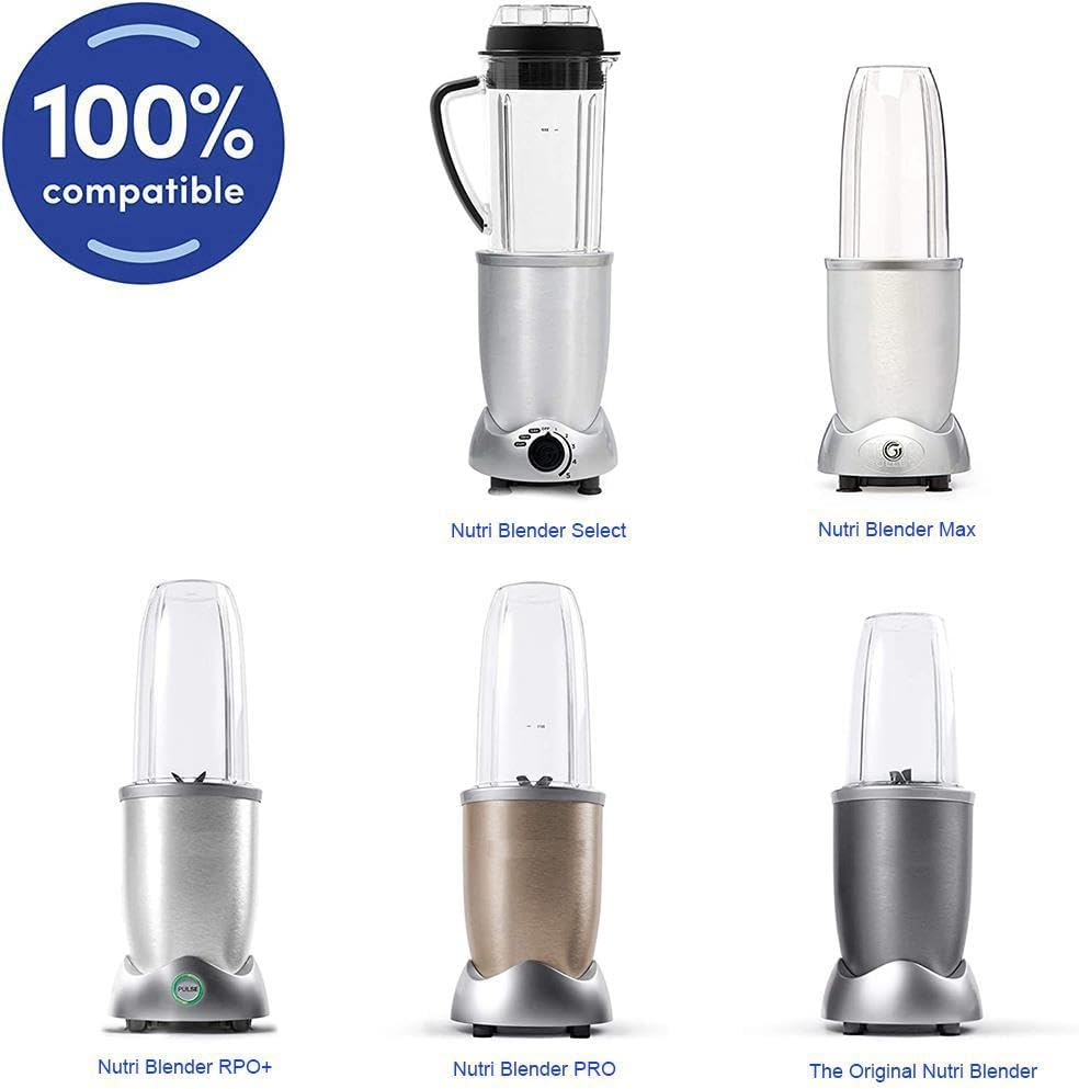 2 Pack Replacement Parts Upgrade 32Oz Cups with Flip-Top To-Go-Lid and Rubber Gaskets Compatible with Nutribullet 600W/900W Blender Accessory