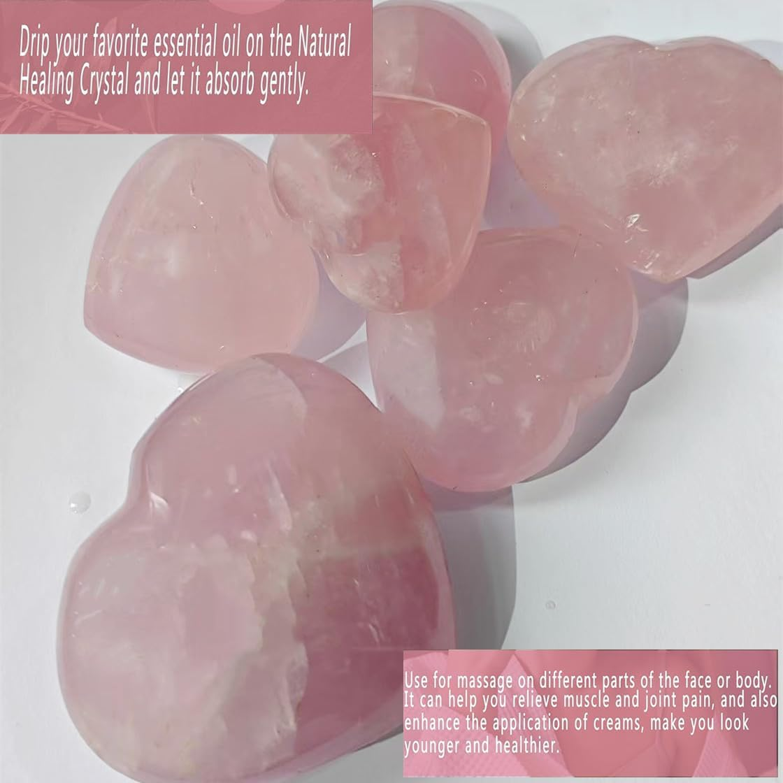 Rose Quartz Crystals Large Heart Stone Healing Crystals Gifts for Women Natural Reiki Gemstone Polished Heart Shaped Rocks Meditation(5-6 Cm) image number 4