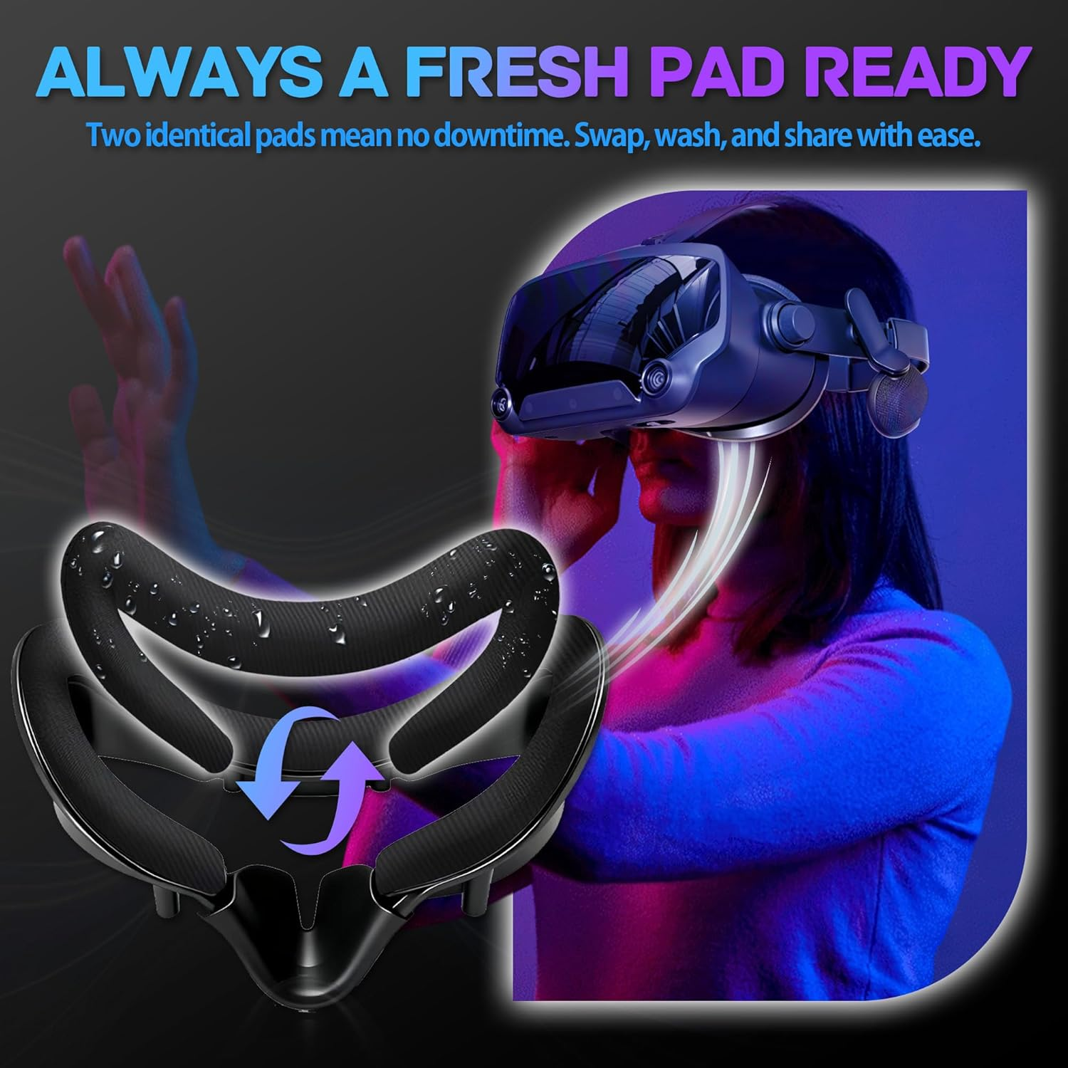 Valve Index Face Gasket Complete Ice Silk Washable Hygienic VR Cover for Valve Index Headset,Magnetic Bracket 2X Silk Ice Foam Pads Lens Cover Nose Pad 4 Thumbstick Caps 2 Cloths 2 Spare Tapes image number 2