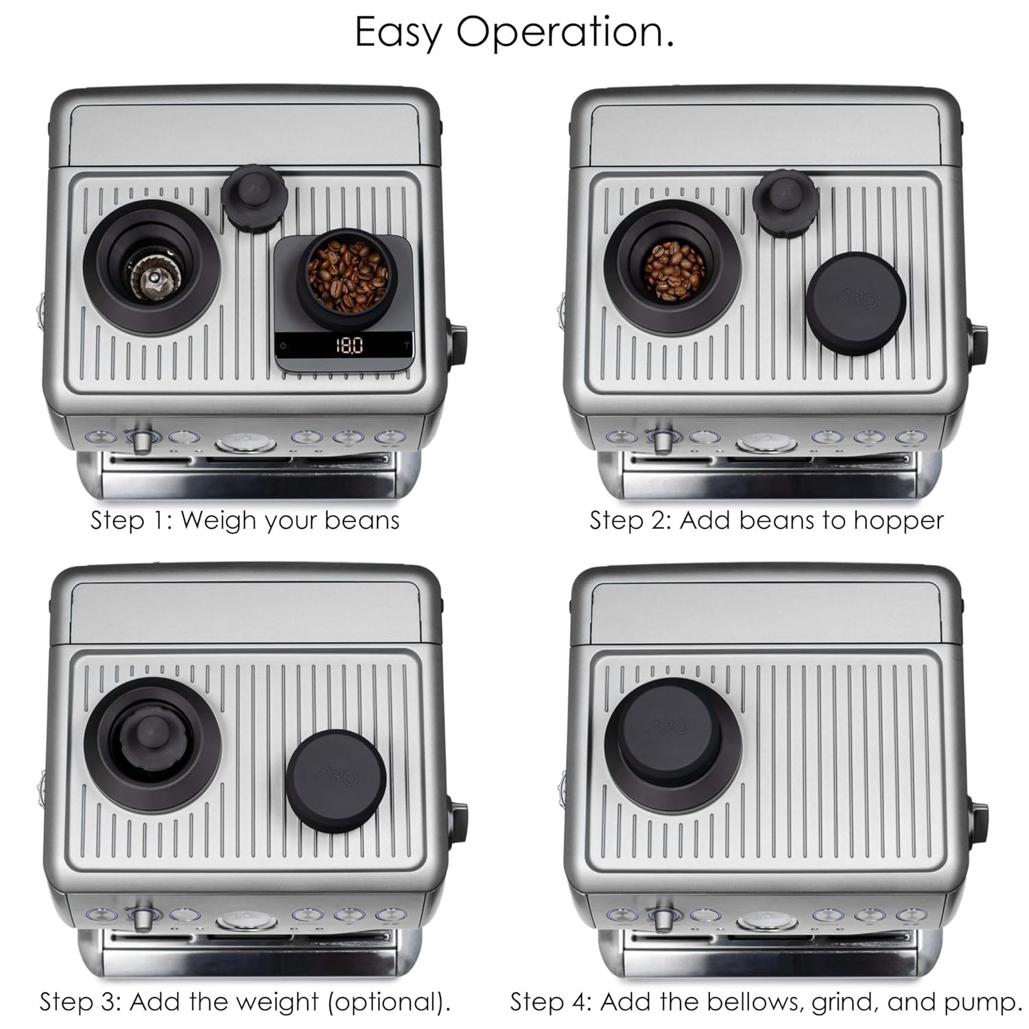 Single Dose Hopper with Silicone Bellows and Anti-Popcorning Weight | Compatible with Breville Barista Express, Pro, and Touch | Black image number 4