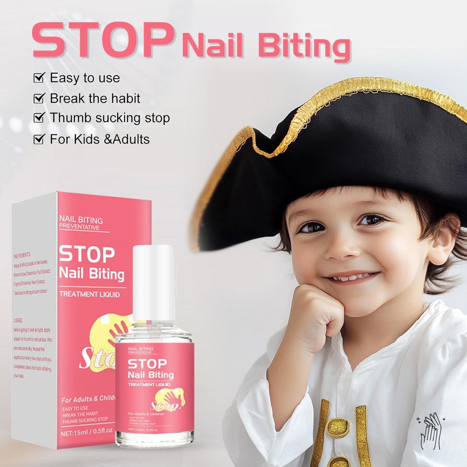 Nail Biting Prevention - No Bite Nail Polish anti Nail Biting Polish - Finger Sucking Prevention, Stop Nail Biting for Children, Adults, Nail Growth, Repair image number 3
