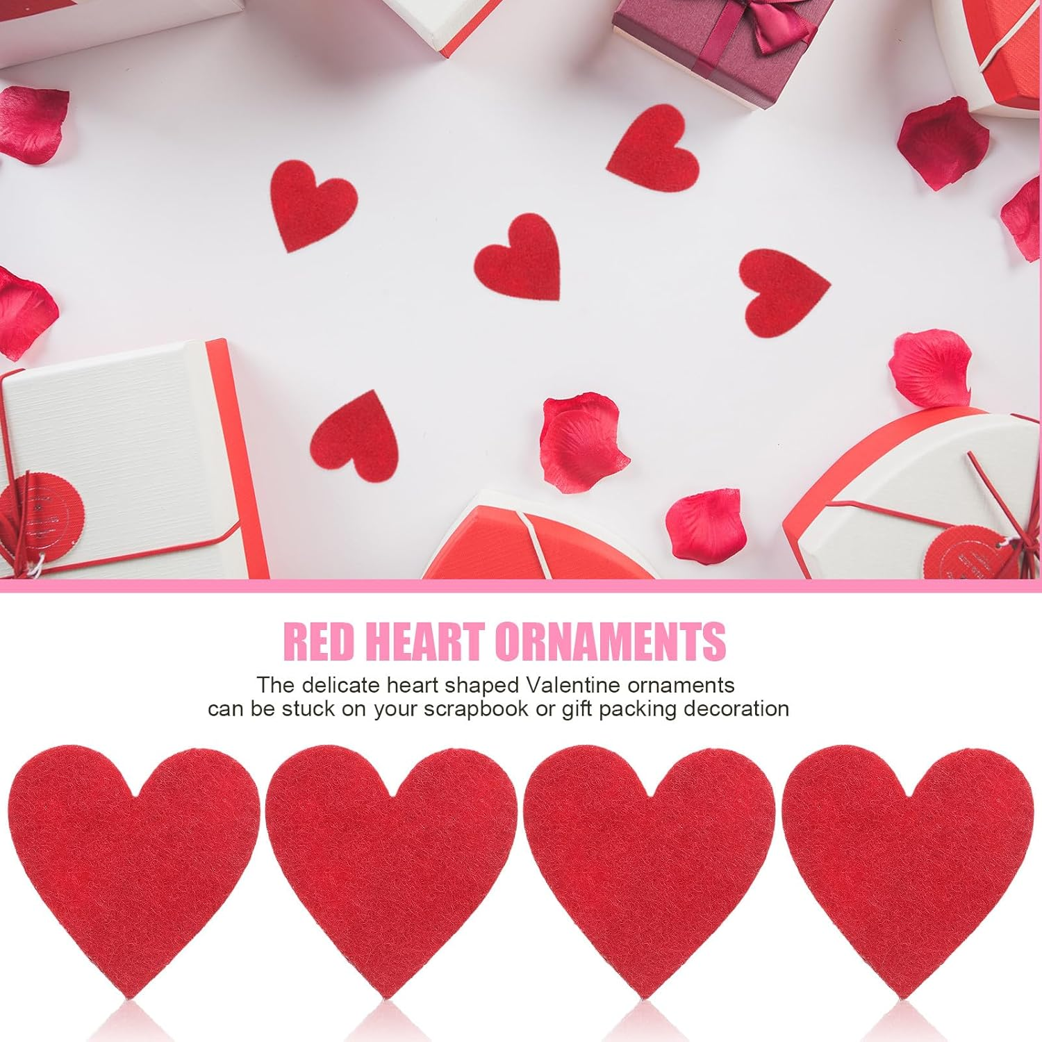 Ciieeo 200Pcs Red Felt Hearts 2.9Cm DIY Heart Confetti for Valentine&rsquo;S Day Decorations, Cake Toppers, Hanging String Garlands and Home D&eacute;cor Accents image number 3