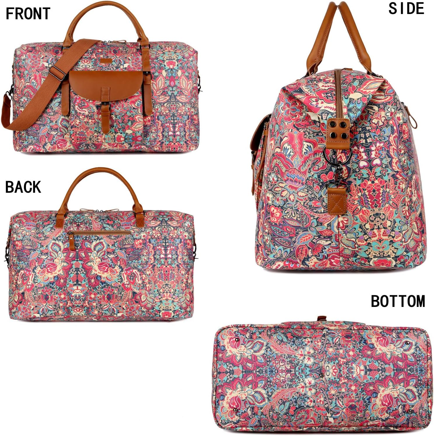 Oversized Pretty Women'S Travel Duffel Bag 52L Weekend Bag Weekender Overnight Carry on Luggage HB-15, HS image number 5