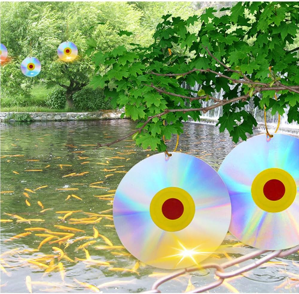 4Pcs Double Sided Reflective Bird Deterrent Discs Wind Activated Scare Devices for Pigeons, Ducks and Crows, Outdoor Garden Decorations, Durable and Effective Pest Control Solution image number 2