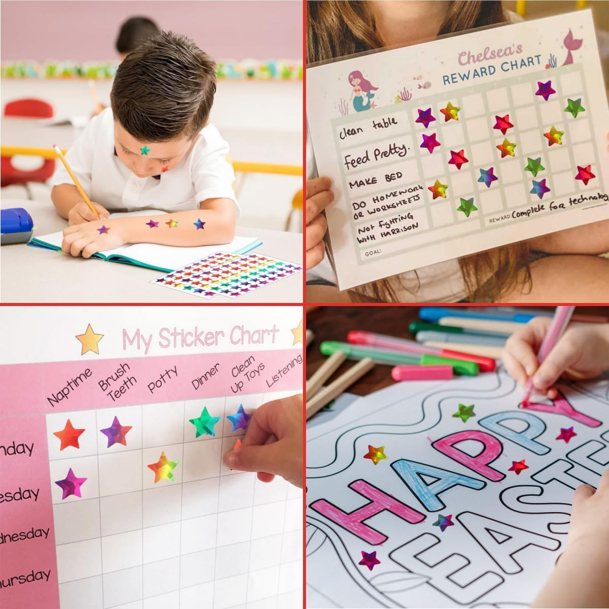 45PCS Holographic Rainbow Little Star Stickers, a Total of 2160 Little,0.6In Star Sticker Crafts Classroom Office Cute Stickers, Reward Stickers to Motivate Sticker Behavior