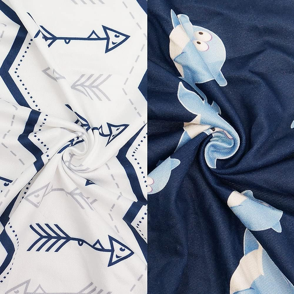 Bluesnail Print Changing Pad Cover Set 2PK, Breathable and Comfortable Changing Pad Cover for Boys and Girls (Navy+ Navy) image number 2