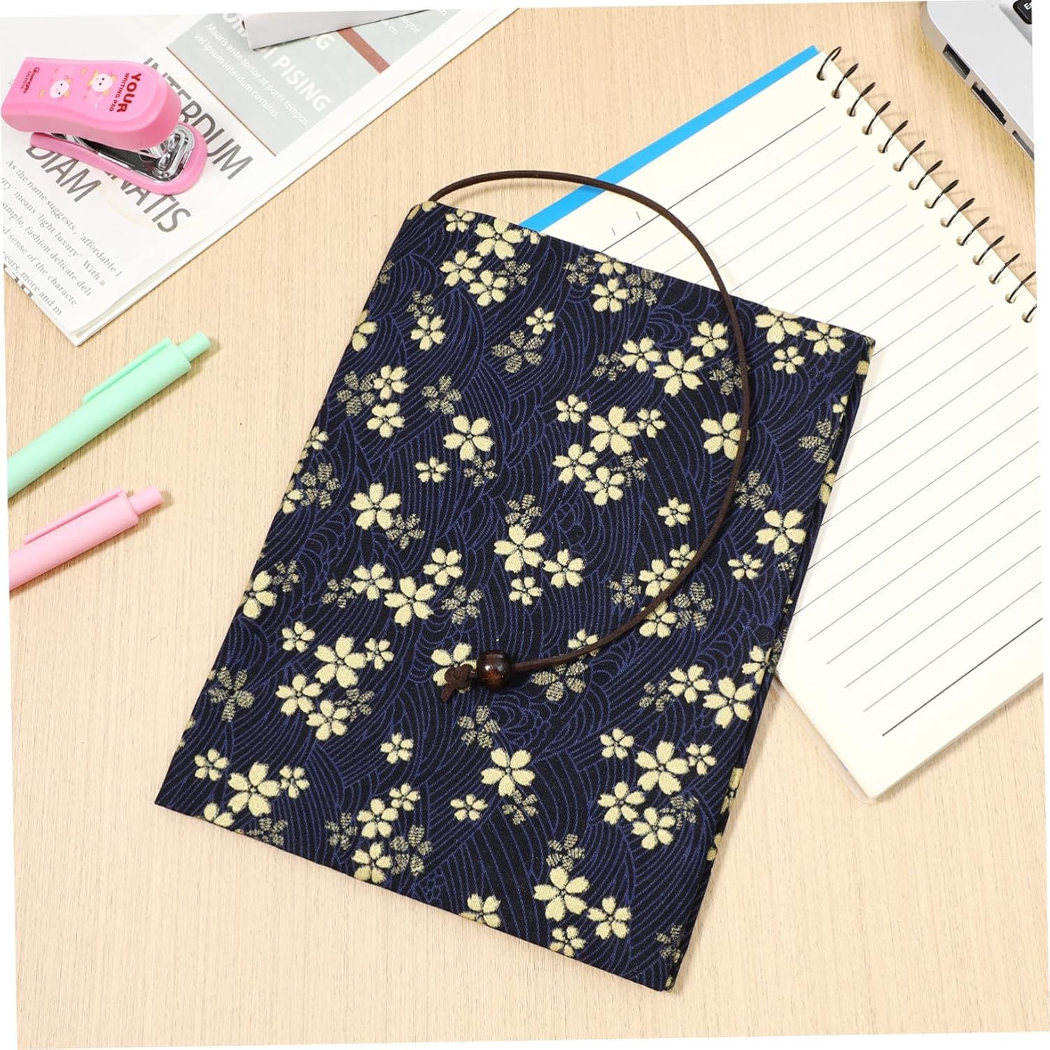 Kisangel Book Sleeve Cover Protective Book Decor Cloth Book Protector Exquisite Book Sleeve for Book Lover,Blue image number 2