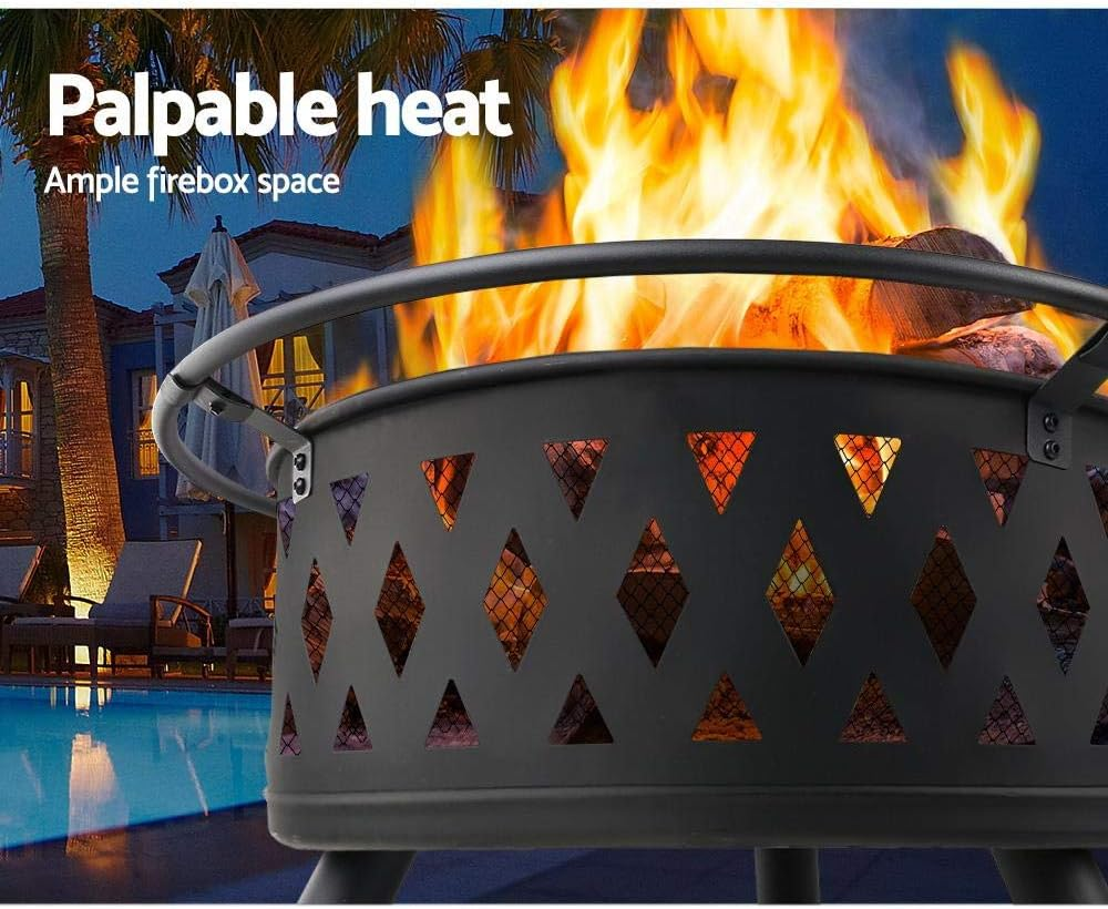 Grillz 32 Inch Portable Outdoor Fire Pit and BBQ - Black image number 6