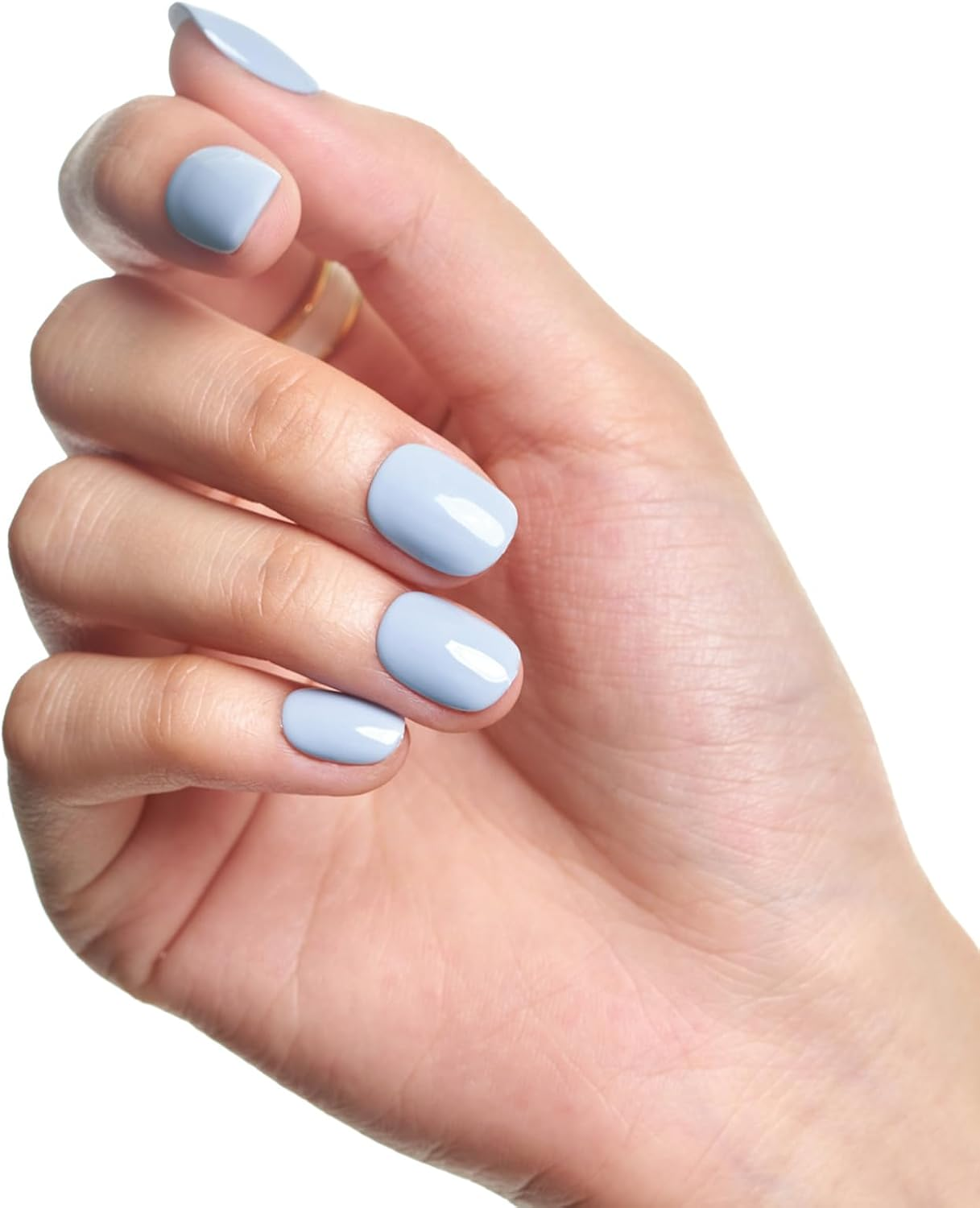 Press on Nails Short Squoval, GLAMERMAID Blue Fake Nails Short Handmade by Gel False Nails, 24Pcs Square Glue on Nails with Glossy Design, Reusable Natural False Nails Manicure Kit for Women Gifts - Butterfly 3D image number 3