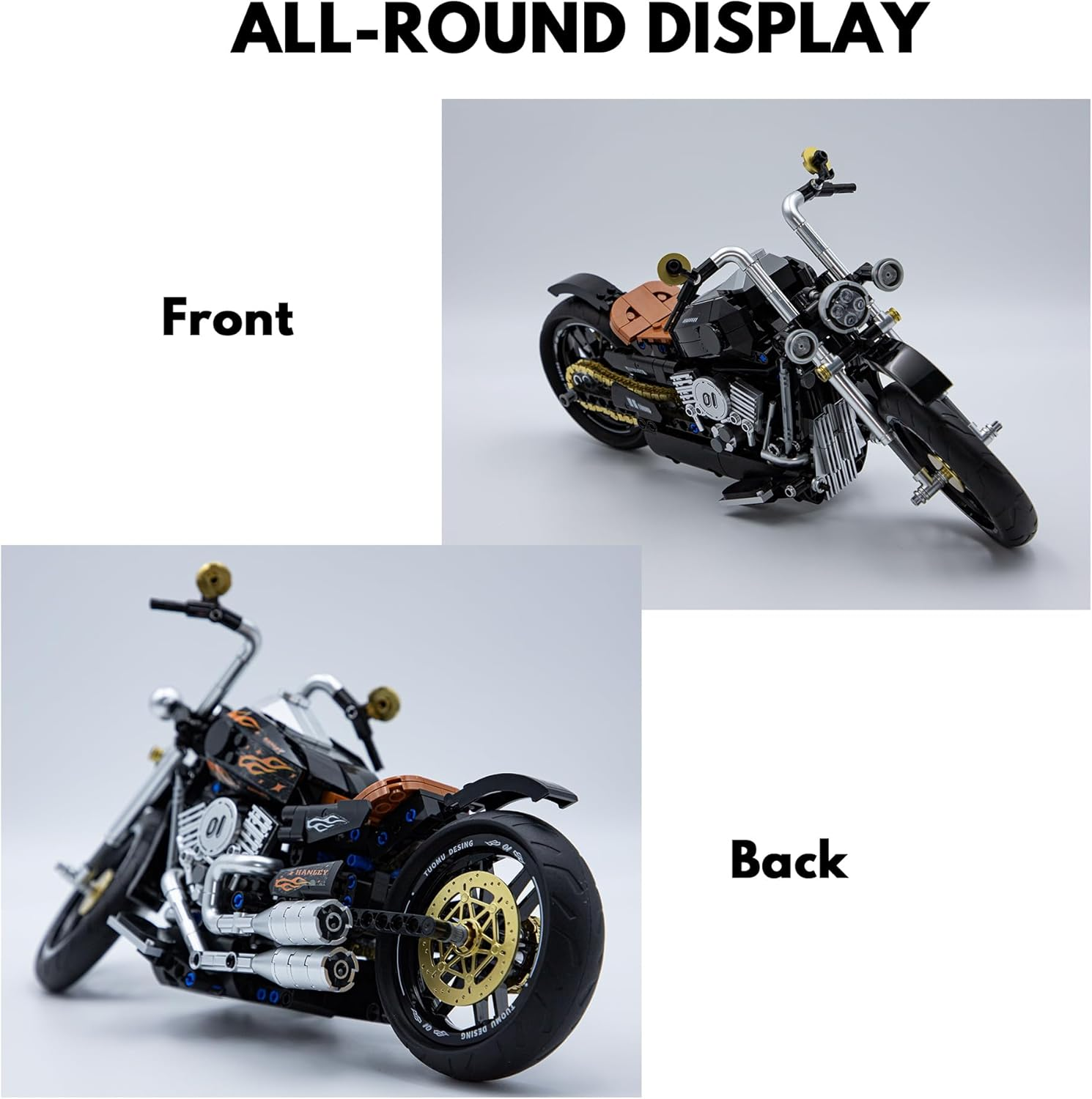 TAIKONLAB Vintage Motorcycle Building Block Toy Set, Collectable Heavy Motorcycle Building Block Model Kit, Gift for Kids and Adults (445 Pieces) image number 1