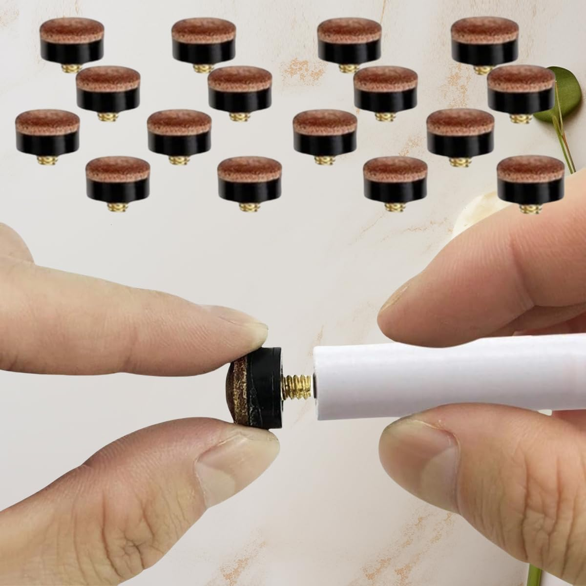 22 PCS the Screw Has a Leather Head,Replacement Parts,10 Mm Cue Tips,Pool Cue Tips Hard Leather Screw-On Tips for Pool Cues and Snooker image number 5