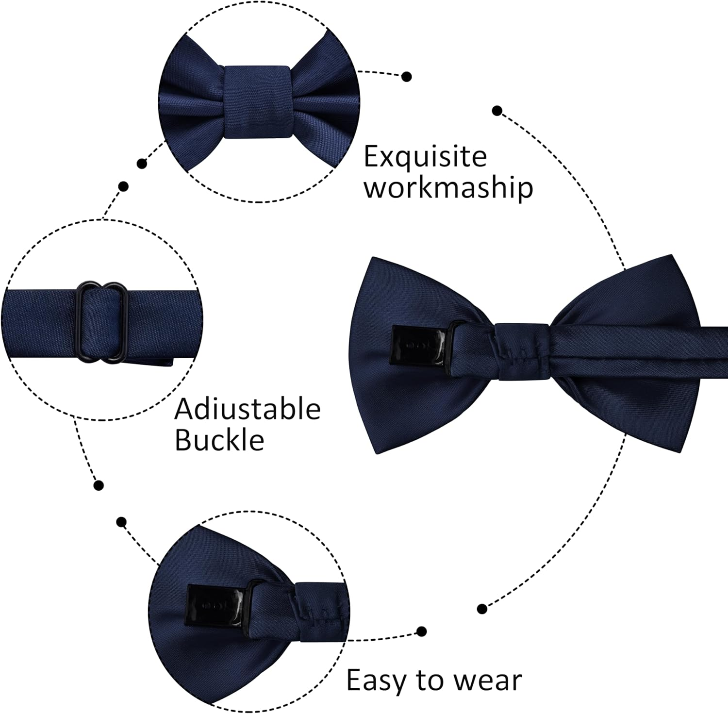 Branduce Bow Ties for Boys Pre Tied Toddler Bow Tie Adjustable Kids Bowties for Wedding Party - Baby Blue image number 2