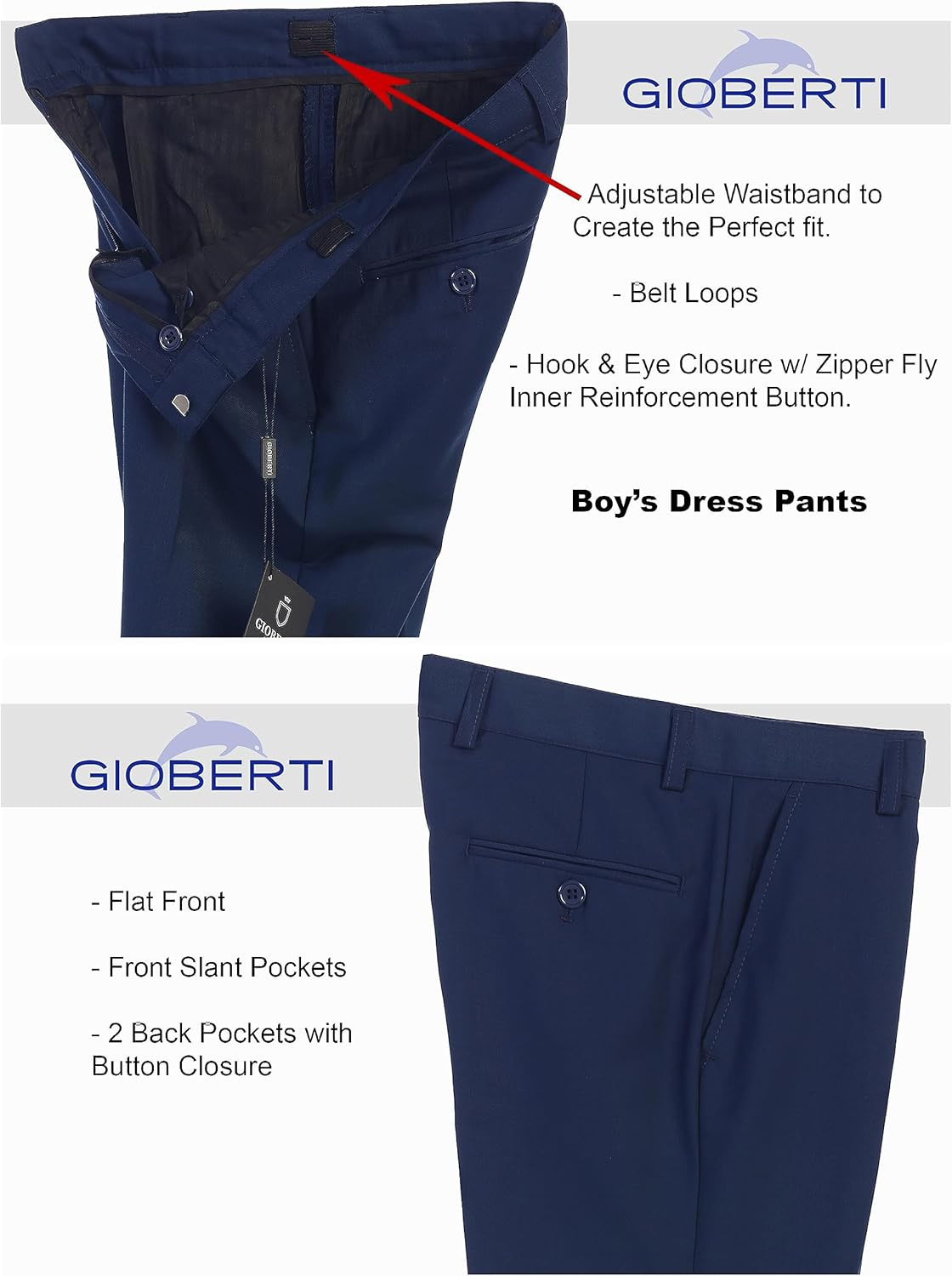 Gioberti 2 Piece Kids Boys Dark Royal Blue Vest and Pants Formal Set 6 image number 3