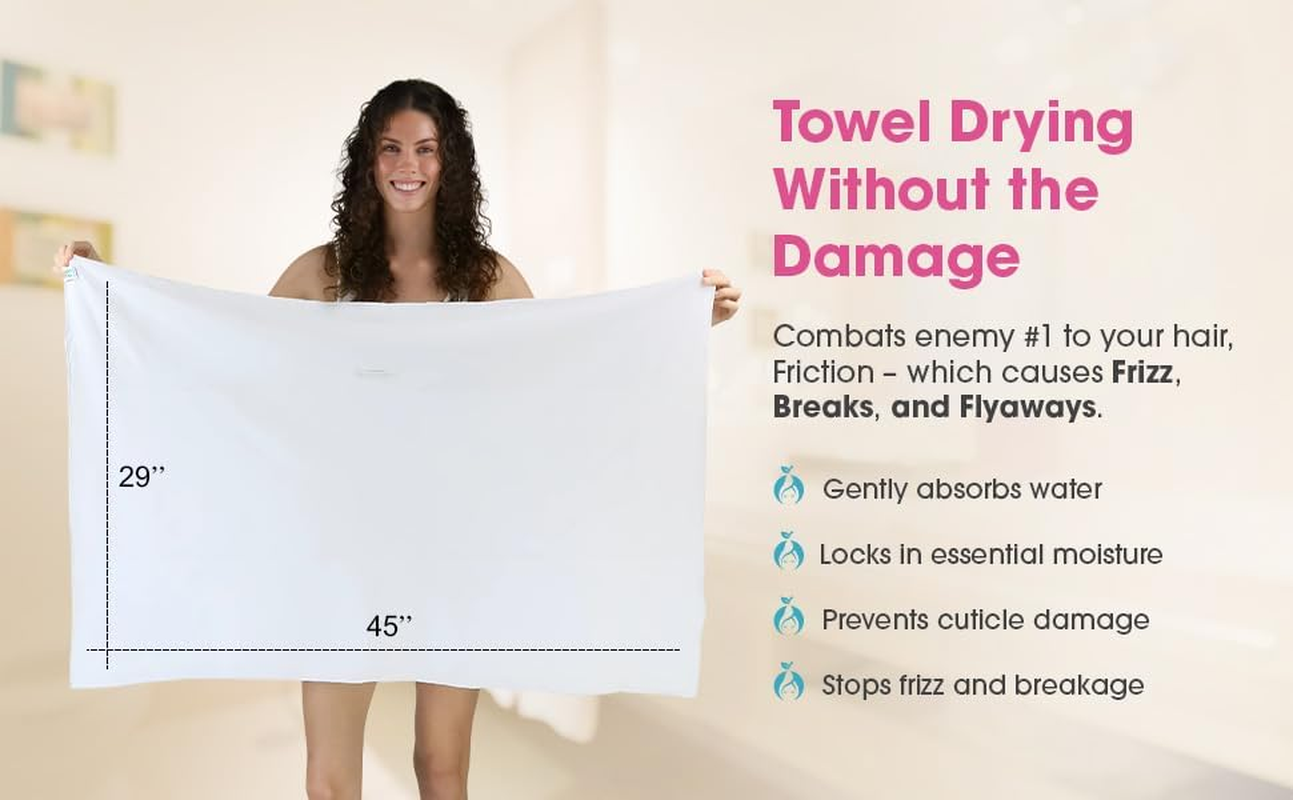 Hair Repear Ultimate Hair Towel - anti Frizz Absorbent Premium Cotton Product to Enhance Your Healthy Natural Hair Perfect for Plopping Wrapping Scrunching Curly Wavy or Straight Hair - Large 29X45In image number 5