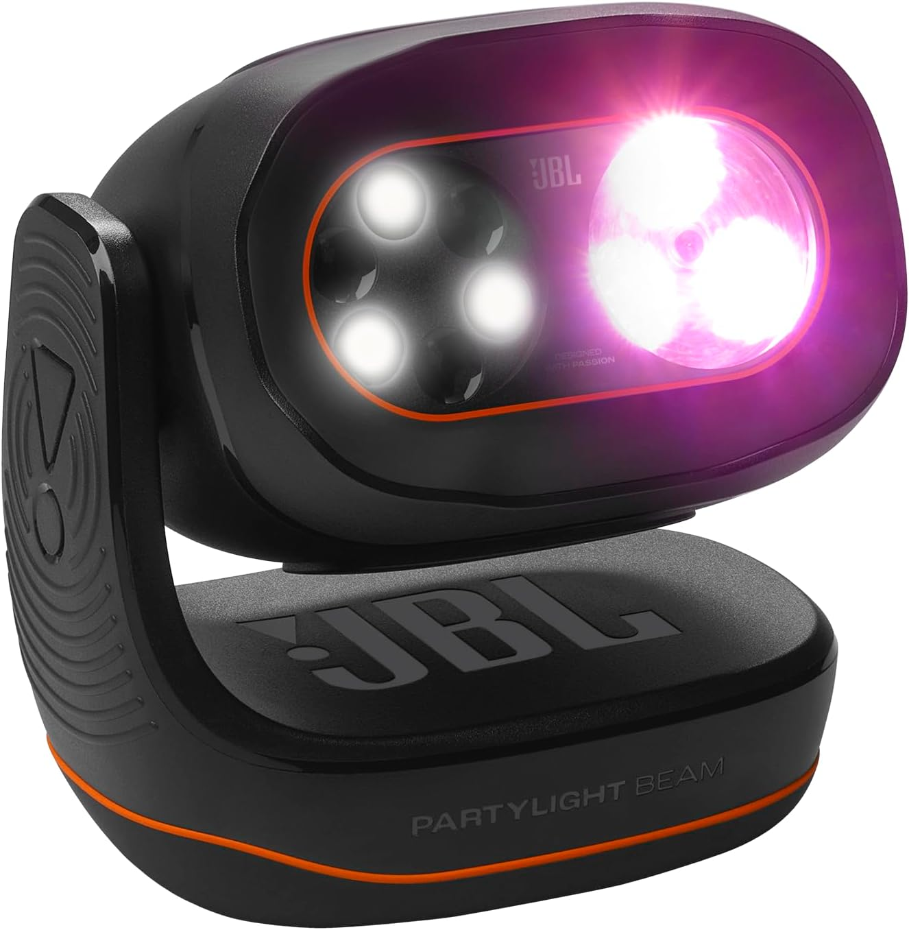 JBL Partylight Beam, Take Your Party to the Next Level, Room-Filling Party Atmosphere, Choreographed Lightshow, Built-In Mic with a Music Detection Algorithm, Match Your Energy, Black