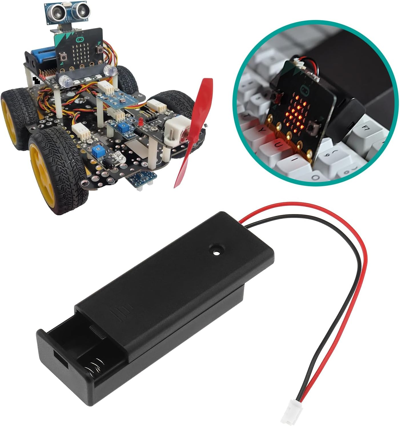 5PCS Black 3V 2 AAA Battery Holder Pack Case Cover Storage Box with On/Off Switch Ph2.0-2Pin Male Connector Cable Compatible with BBC Micro:Bit Board 135Mm image number 5