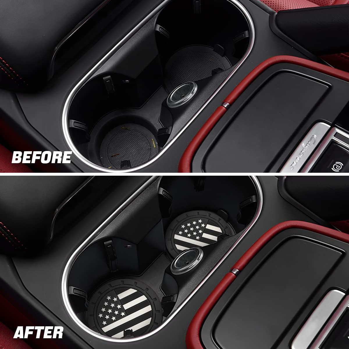 AUCELI 4 Pack Car Cup Holder Coasters, Colored American Flag US Flag Insert Car Cup Coaster, 2.75 Inch anti Slip Shockproof Embedded Drink Mat, Vehicle Interior Decor Accessories image number 4