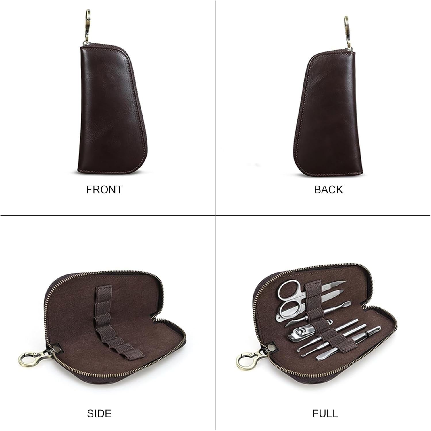 CONTACTS Full Grain Leather Manicre Set Case Travel Nail Clipper Pouch Empty for Men Personal Tools Pouch by Handmade (Case Only) image number 4