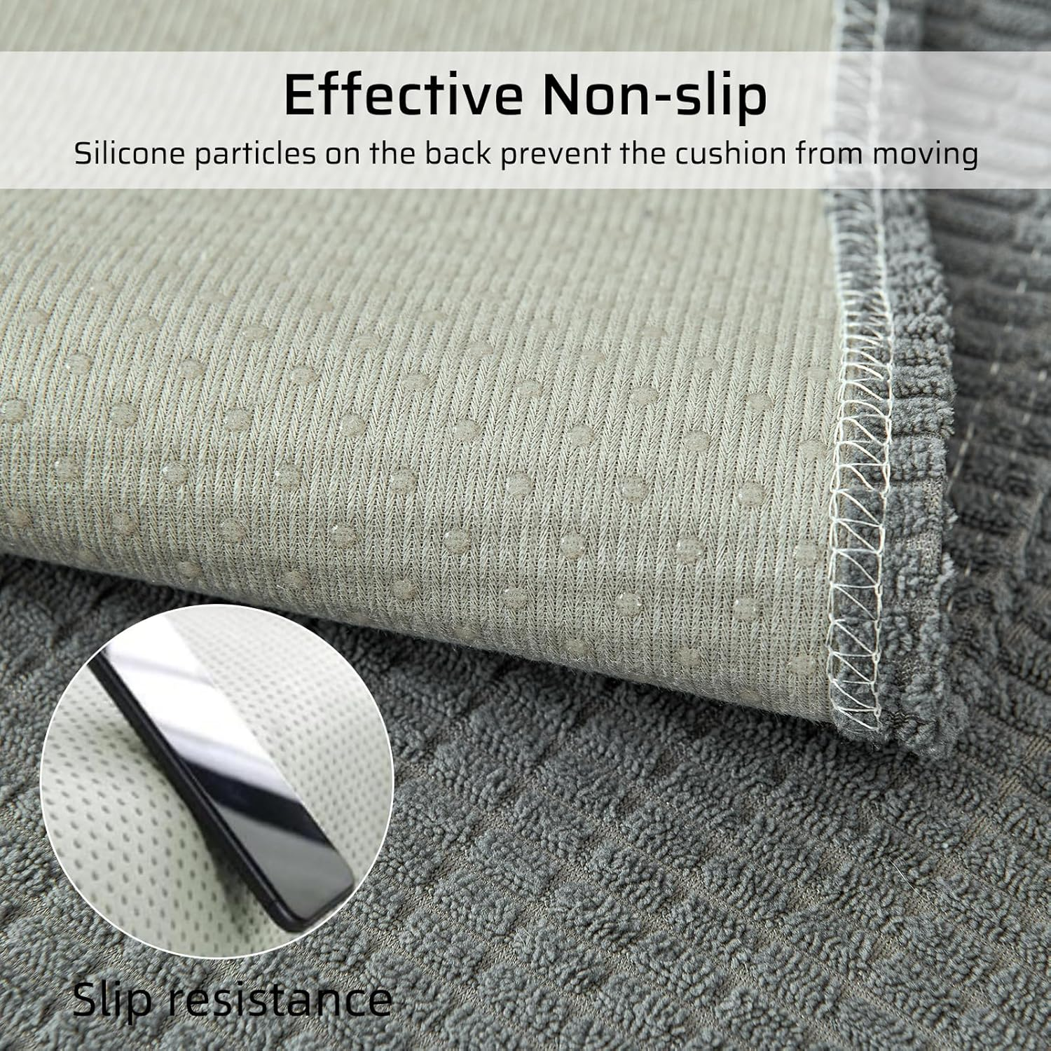 Anti-Scratch Couch Cover, Waterproof Sectional Couch Slipcover, Sofa Cover for Pet, Cover for 3 Cushion Couch Jacquard Fabric, Love Seat, Non Slip,Breathable,1 Pc 36''X94'' Size, Grey. image number 4