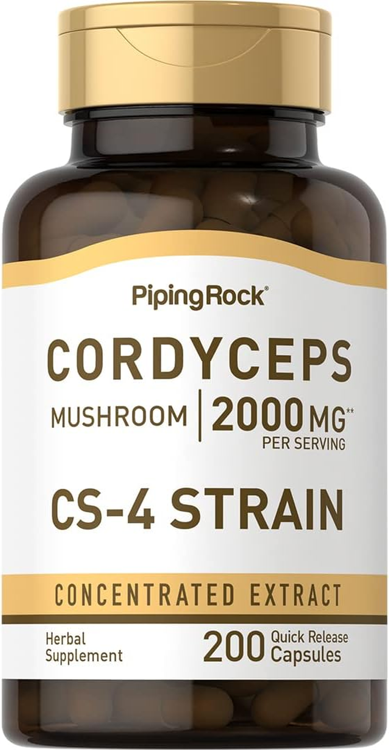 Cordyceps Mushroom 2000 Mg (Per Serving) | 200 Quick Release Capsules | Non-Gmo, Gluten Free | by Piping Rock image number 2