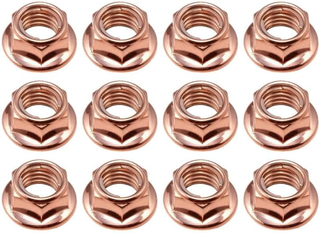 12 Pcs M8 Exhaust Manifold Nuts, High Temperature Resistant Copper Self-Locking Hex Nuts, Automotive Engine Head Replacement Compatible with BMW E30 3 Series image number 3