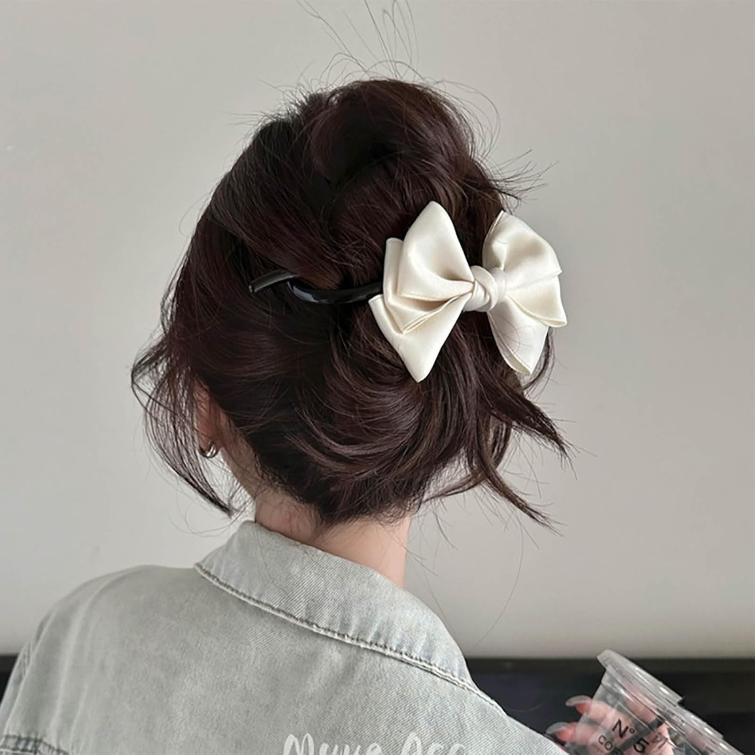 Tseenyi Bow Hair Clip Satin Hair Accessories Hair Pins White Bow Knot Twisted Hair Clips Small Bow Hair Clips Bow Ties Twist Clip Vintage Bridal Hair Clips Wedding Barrette image number 4