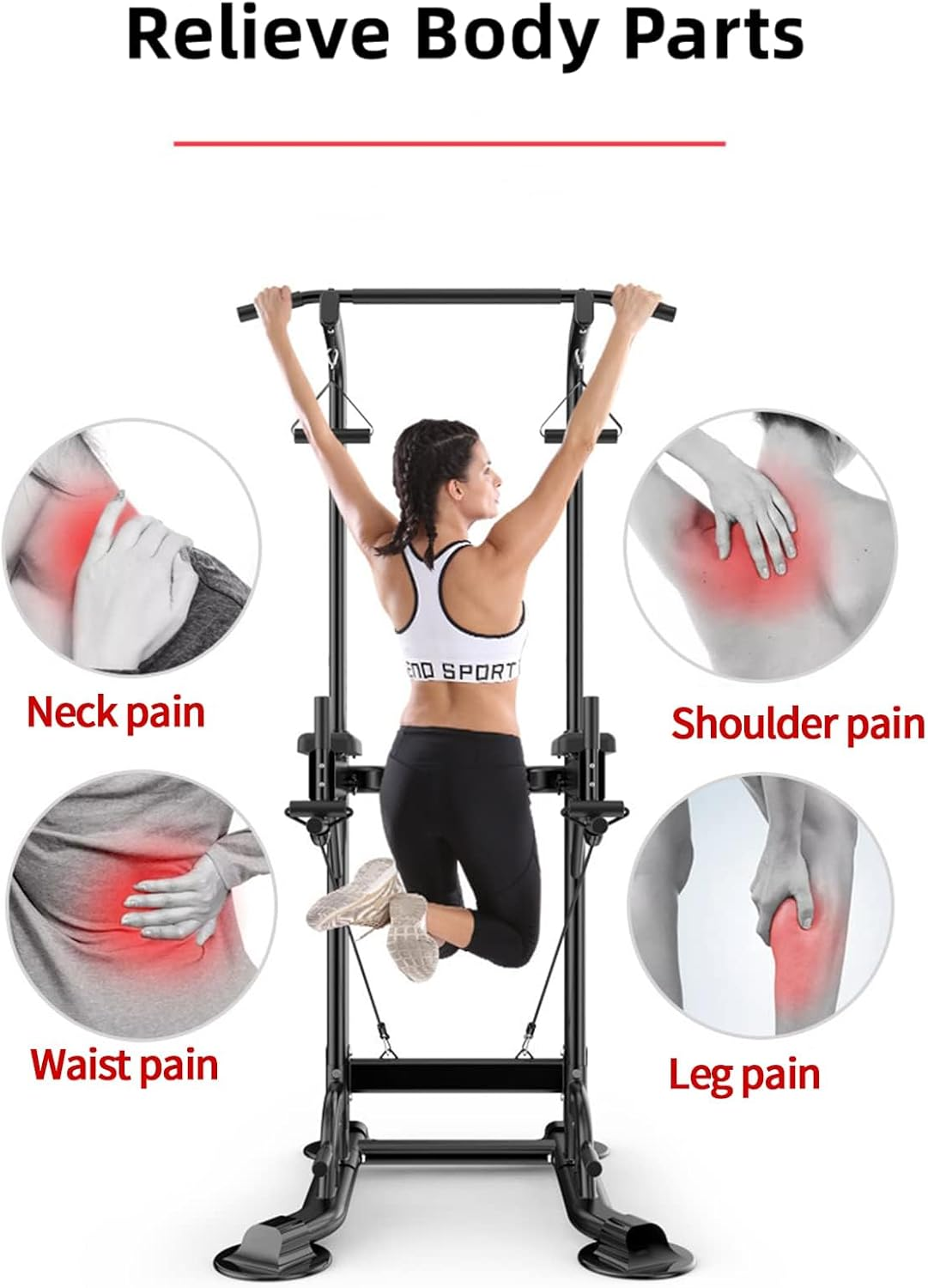 Fitbliss Power Tower, Dip Station Pull up Bar for Home Adjustable Height Multifunctional Home Strength Training Fitness Exercise Equipment, Simple Installation, Durable Home Fitness Equipment - Luxury Model image number 2