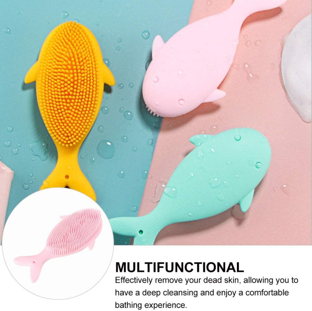 Cabilock Exfoliating Silicone Bath Shower Brush for Boy Girl Boy Girl Soft Gentle Massaging Scrubber Safe Non-Deforming Design for Scalp Cleansing Cute Cartoon Shape image number 5