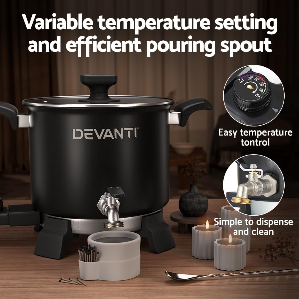 Devanti 5L Wax Melter Candle Making 1200W Melting Pot Furnace Pour Spout Soap image number 4