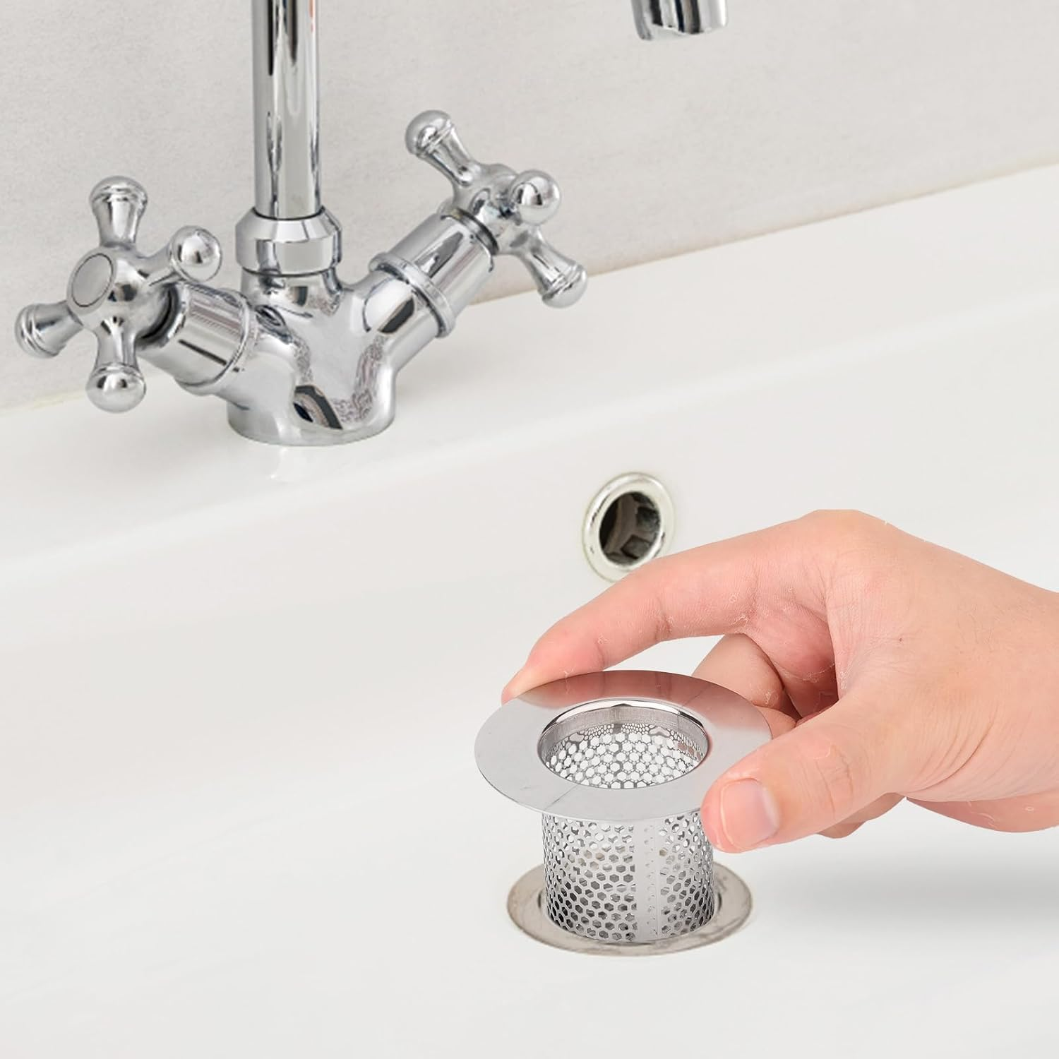 SAVITA 3Pcs Bathtub Drain Cover, Hair Catcher Shower Drain Stainless Steel Hair Catcher Hair Strainer Shower Drain Filter for Sink Strainer, Bathtub, M, B35048