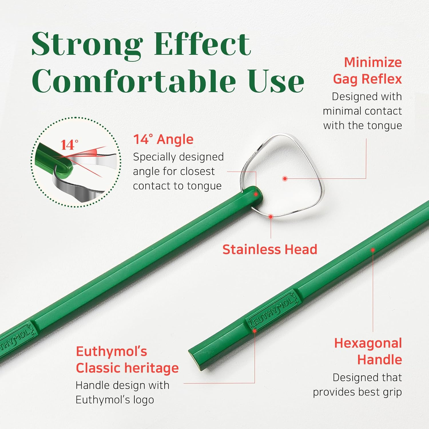 Euthymol Tongue Scraper - Stainless Steel Cleaner, Reduce Bad Breath & Help Your Oral Hygiene. image number 1