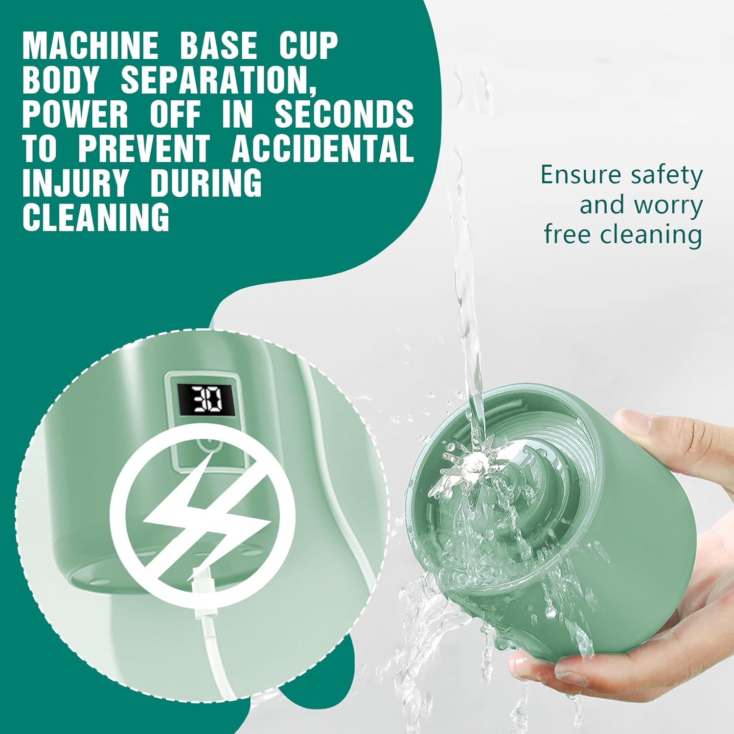 Smoothie Blender, 60W Portable Blender with LED Smart Display and 12 Food Grade Blades, USB Charging, Comes with 2 500ML Travel Mugs, BPA Free Juicer image number 3