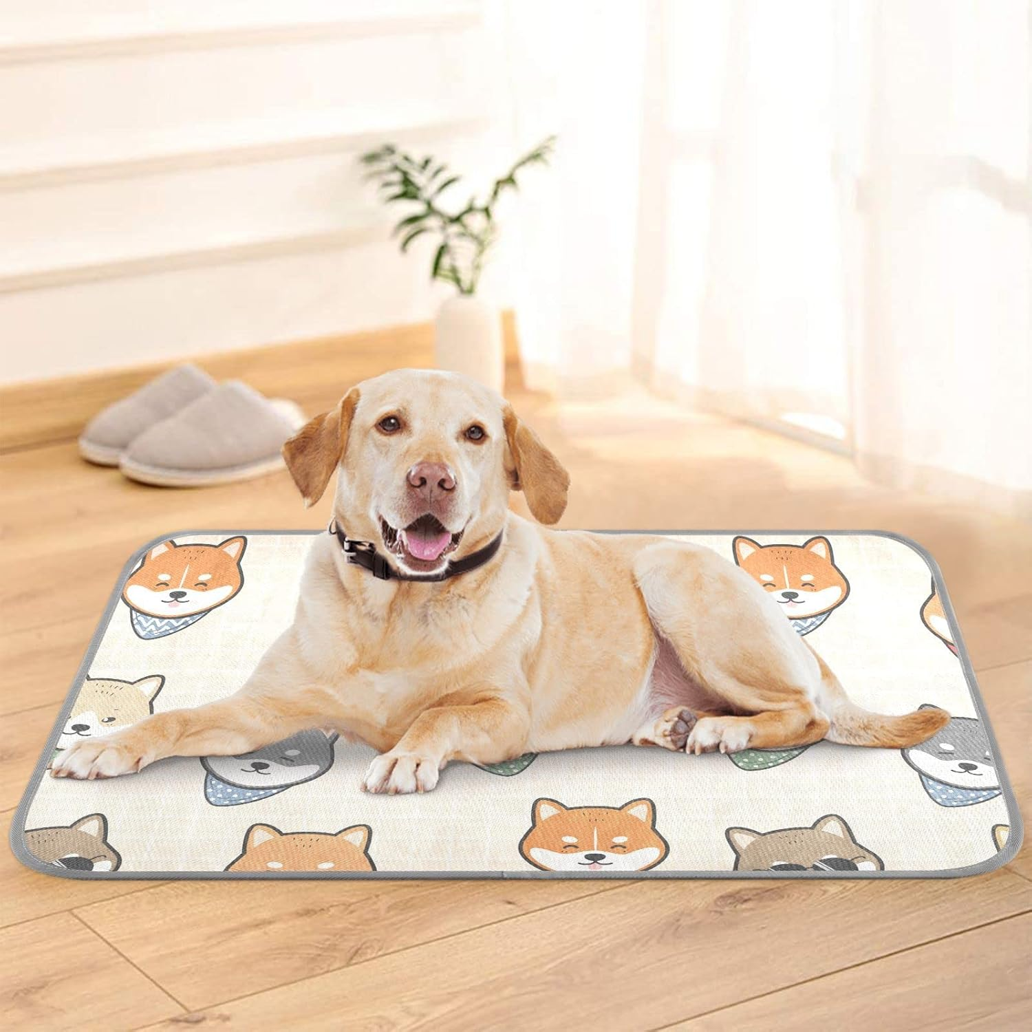 AIXIWAWA Shiba Inu Group Pet Cooling Mat for Cats Dogs Print, Summer Self Cooling and Sleeping Pad Small Size Non Toxic image number 2