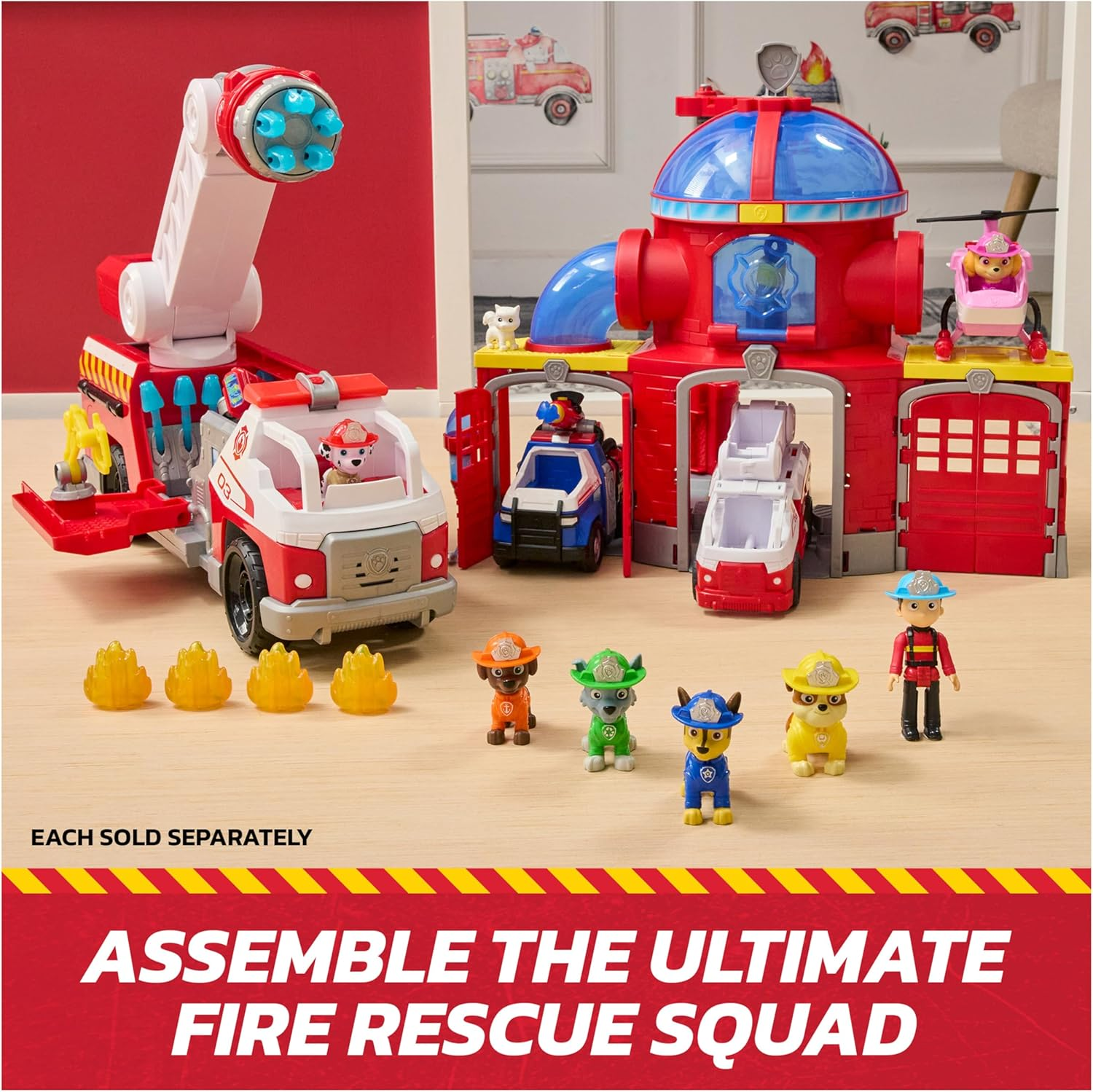 PAW Patrol Fire Rescue Command Center with Marshall Figure, Rescue Fire Truck, Lights, Launcher and Sound Fx, Kids Toys for Boys & Girls Ages 3 and Up image number 4