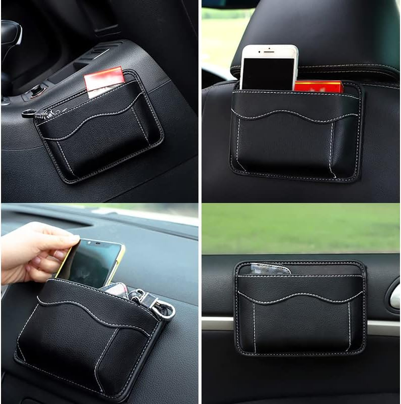 Betterjonny 2 Pcs Car Side Pocket Organizer, PU Leather Car Seat Side Storage Pocket Multifunctional Auto Console Side Storage Bag for Car Interior Organizer image number 4