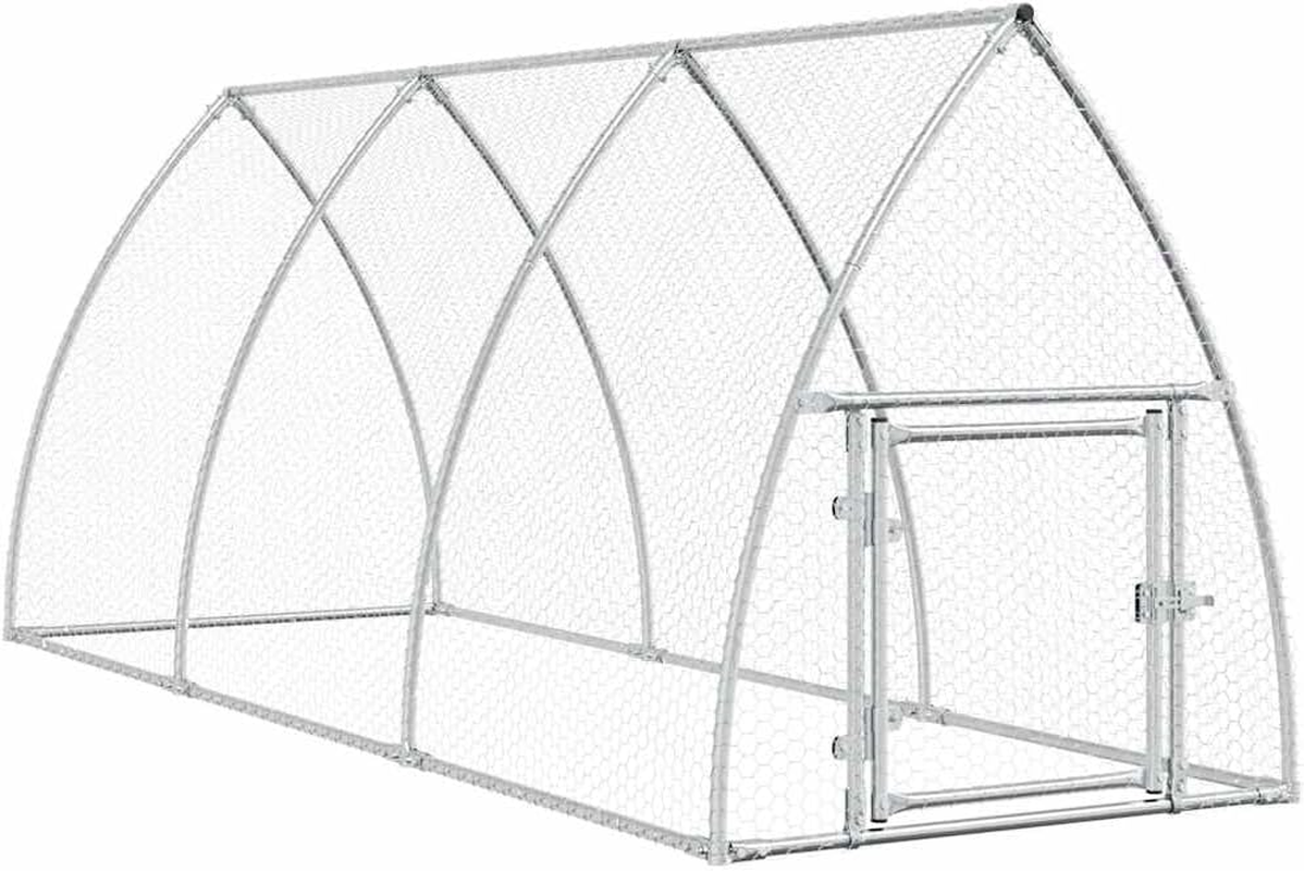 Vidavxl Chicken Cage Hen House - Galvanized Steel Poultry Coop for Chickens, Ducks, Rabbits - Outdoor Enclosure with Secure Lockable Door - Silver - 300X105X120 Cm image number 5