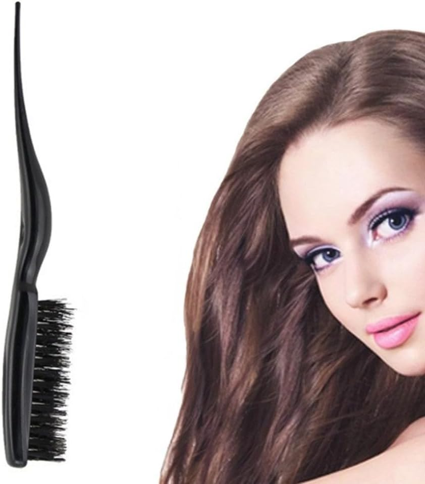 Poemtian Hair Brush, Nylon Bristle 3 Rows Teasing Comb Brush Back Combing Tease Styling Brush image number 3