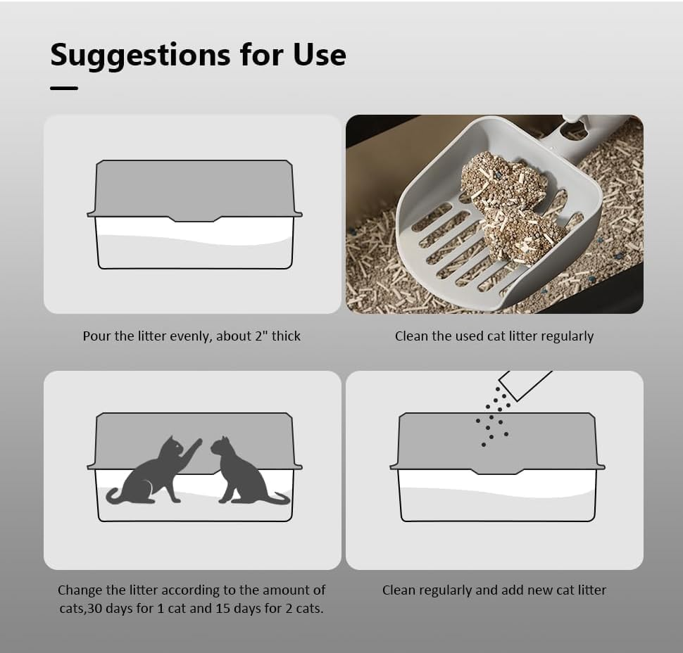 XXL Stainless Steel Cat Litter Box with Lid, Enclosed Metal Kitty Toilet, Front Entry & Top Exit, Scoop & Mat Included, Leak-Proof, Easy Clean