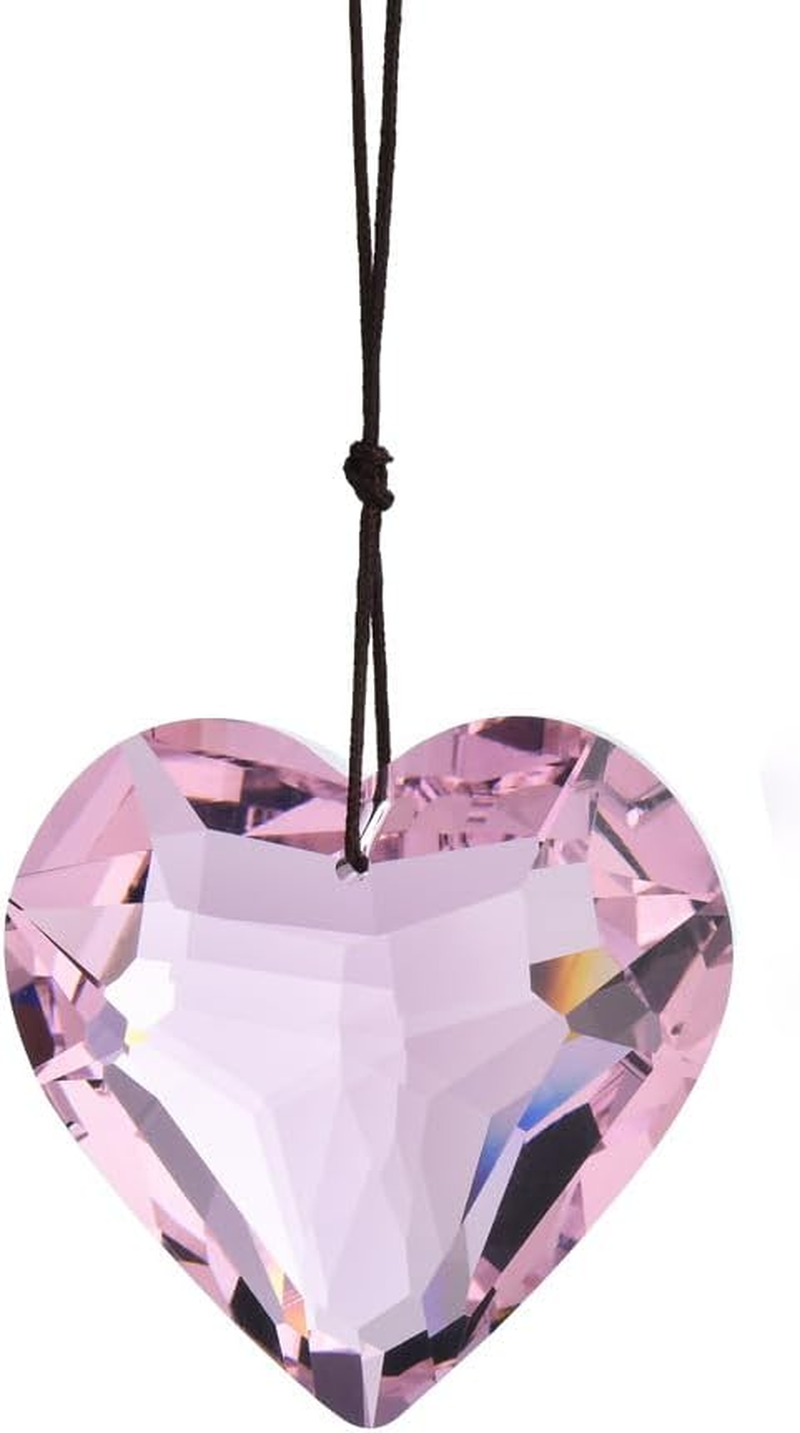 Colorful Heart Crystals Suncatcher Hanging Sun Catcher with Chain Pendant Ornament for Window Home Garden Christmas Day Party Wedding Decoration (Purple)