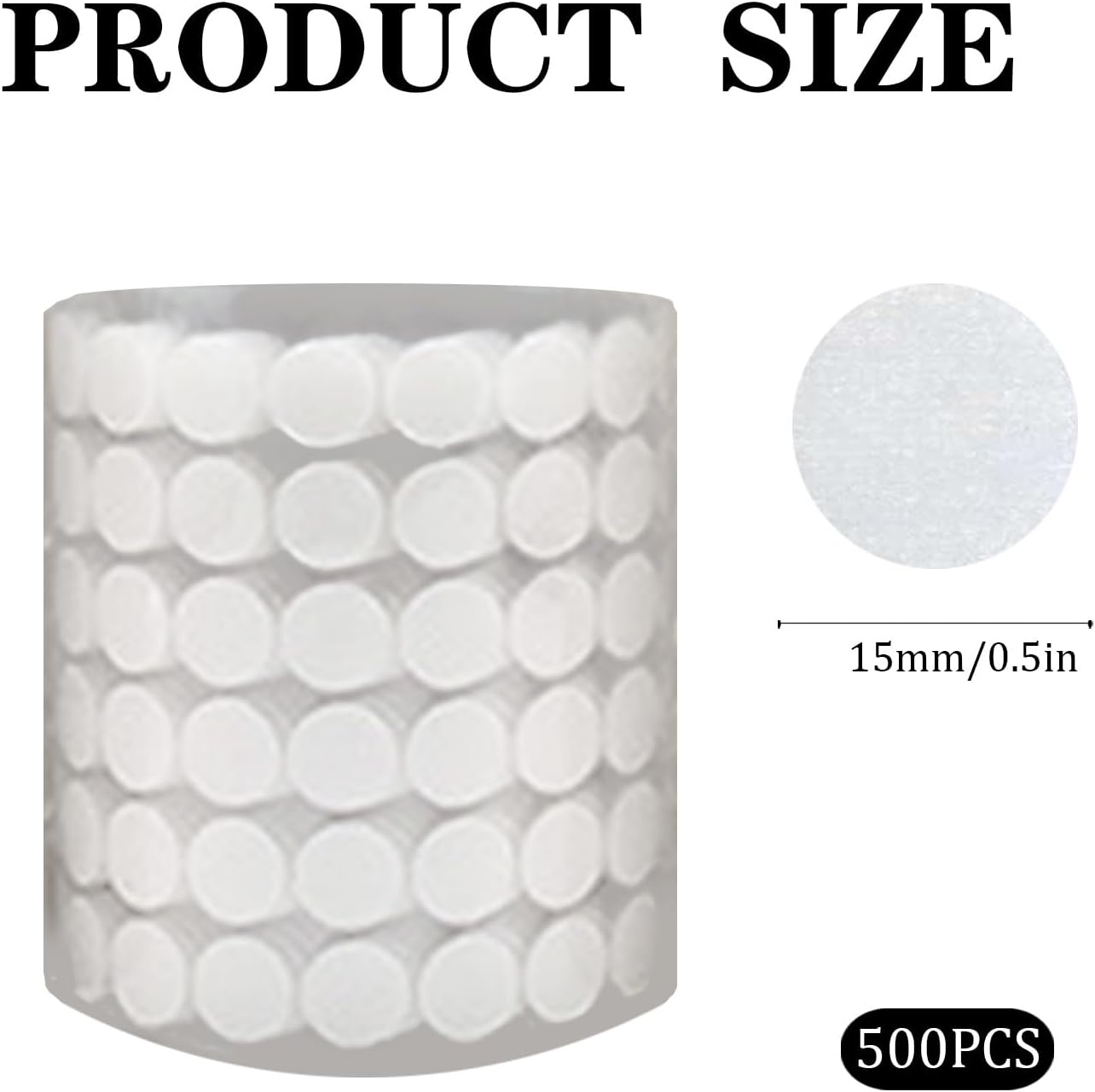 1000Pcs Velcro Dots,15Mm White round Glue Dots, Double-Sided Adhesive Hook and Loop with Self-Adhesive Backing, Suitable for Handicrafts, Schools, Homes, and Offices