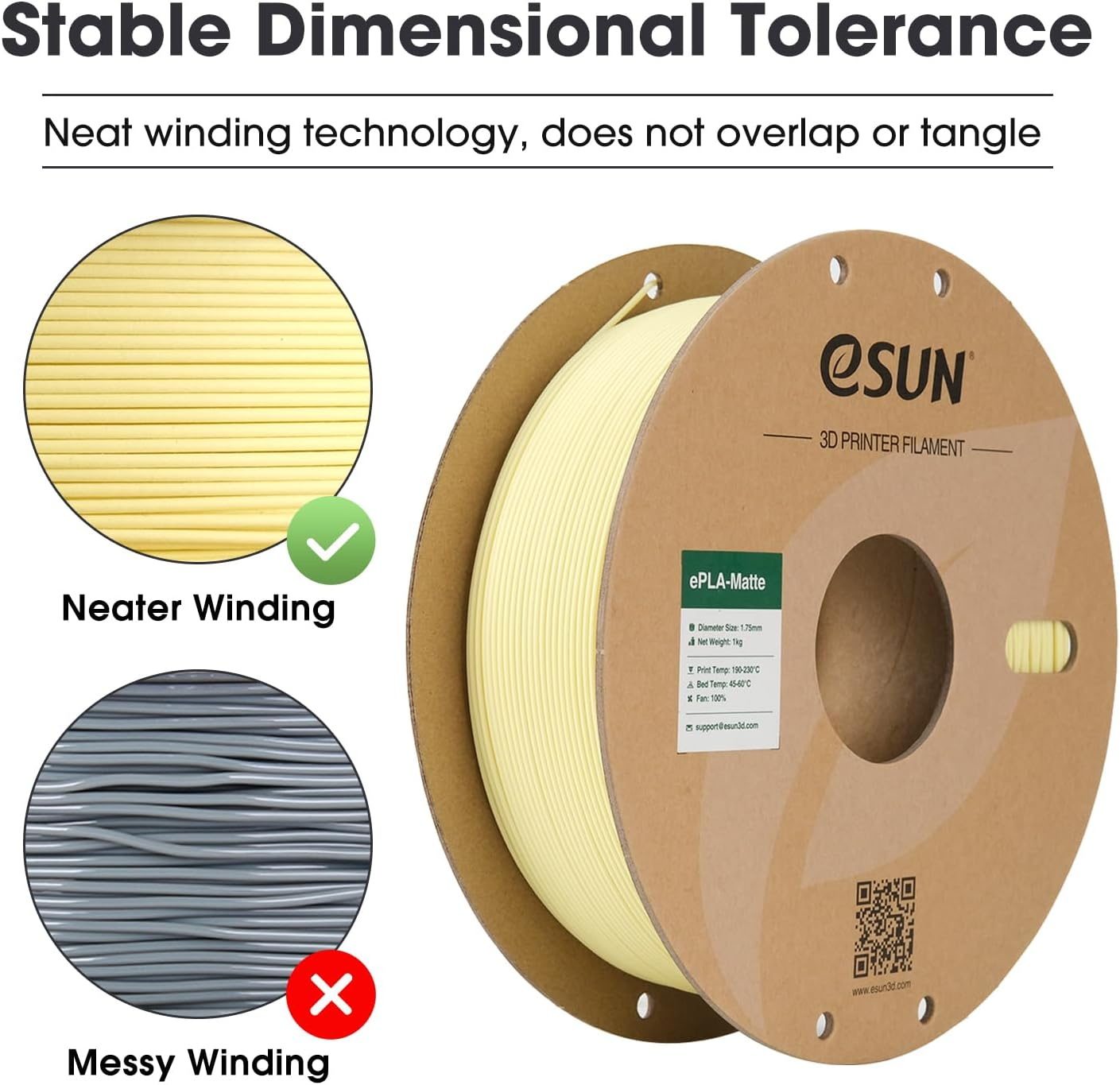 Esun Upgraded Matte PLA Filament 1.75Mm, 1KG Spool (2.2 LBS) 3D Printing Filament for 3D Printers, Almond Yellow image number 3