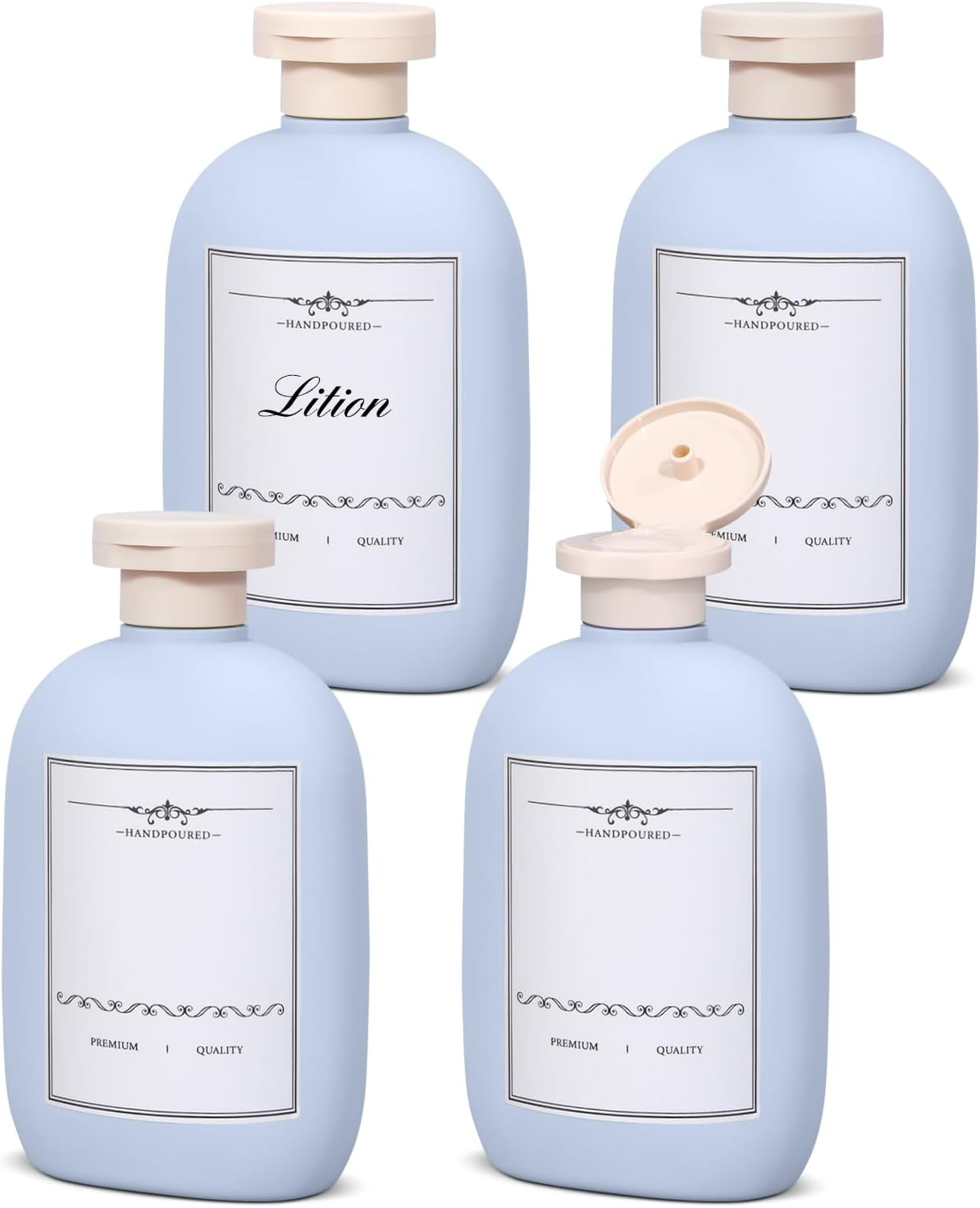 UMETASS 3.4 Oz Small Plastic Travel Shampoo Bottles, Empty Plastic Squeeze Bottles with Flip Cap for Toiletries, Leakage-Proof Travel Shampoo and Conditioner Bottles