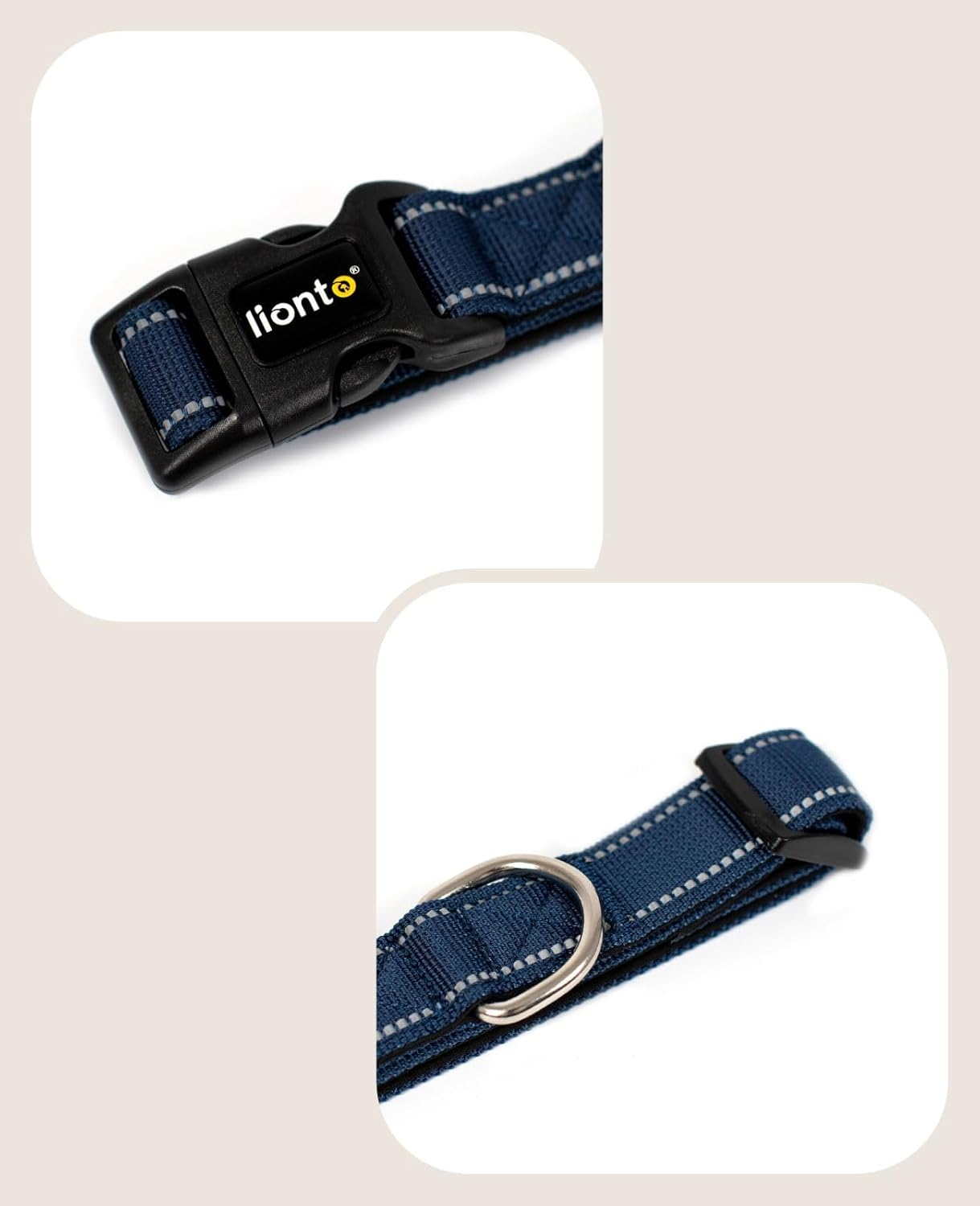 Lionto Padded Dog Collar Nylon Reflective Waterproof Adjustable Size S Blue image number 1